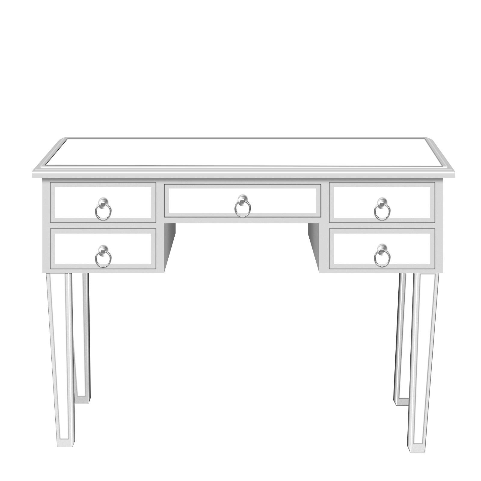 Henf Silver Mirrored Console Table with 5 Drawers - 41.73