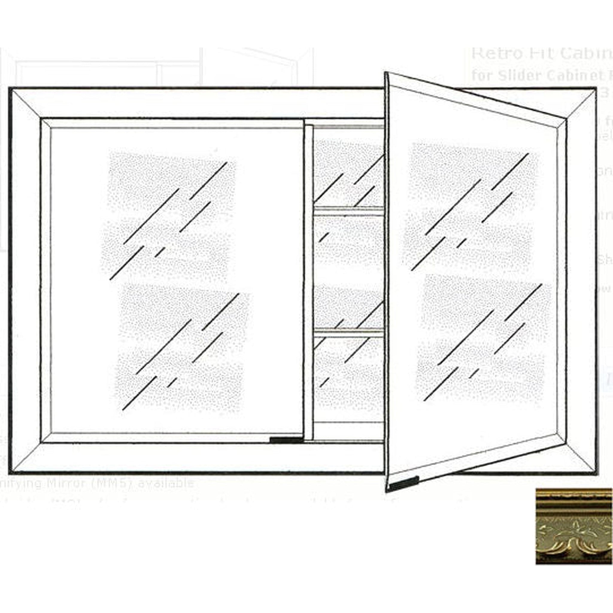 Afina Signature 27x21 Inch Recessed Double Door Medicine Cabinet - Majestic Brilliant Gold Frame with Beveled Edge Mirror - Perfect for Bathroom Vanity & Modern Home Decor