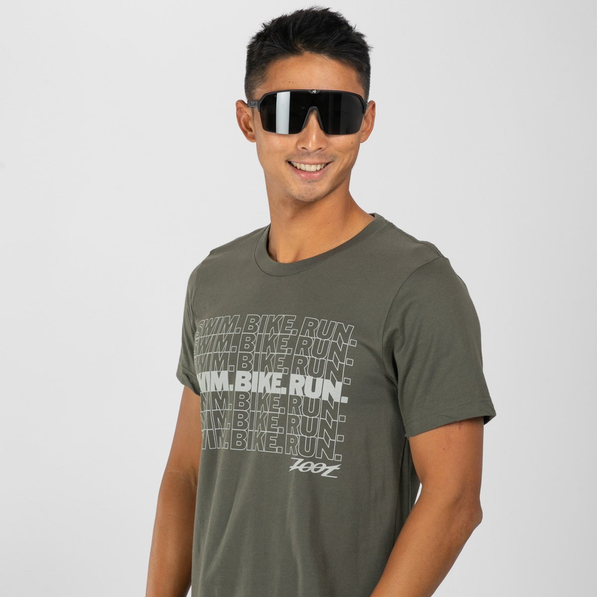 Unisex Swim Bike Run Performance T-Shirt - Army Green - Moisture Wicking & Quick Dry for Triathlon Training & Outdoor Sports
