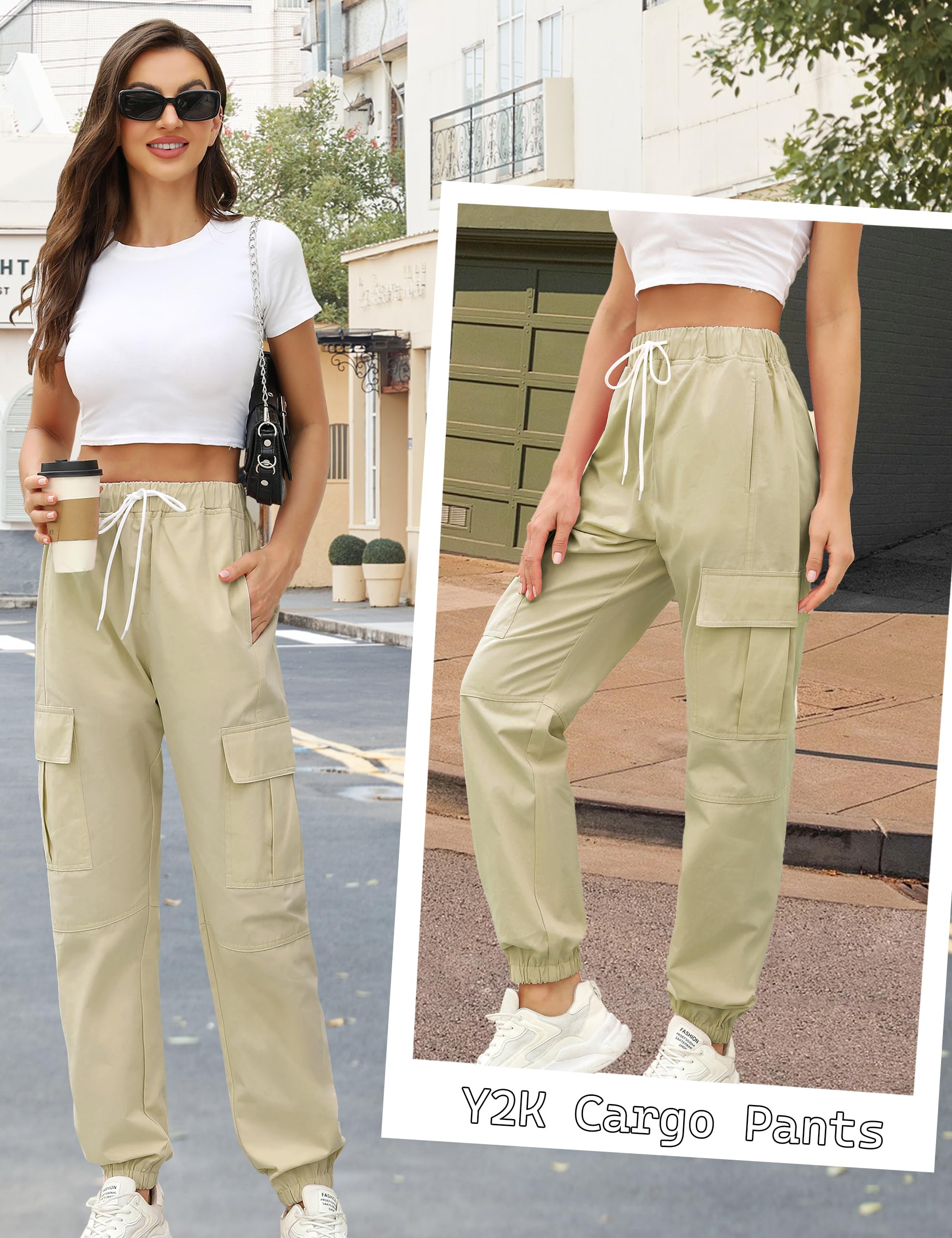 **Women's Oversized Cargo Joggers - Elastic Waist Baggy Pants for Casual & Work Wear - Trendy Street Style & Outdoor Activities**