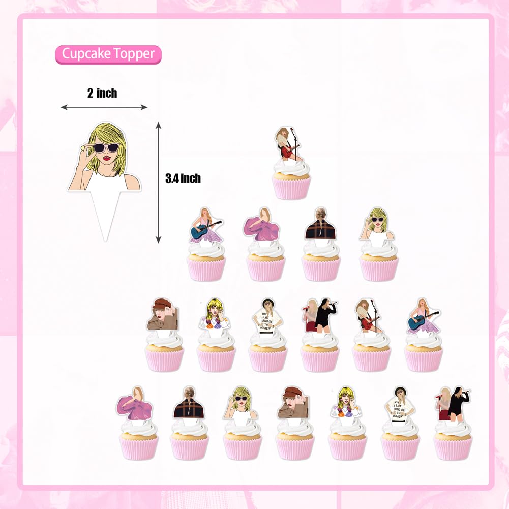Music Singer Party Decorations & Cake Toppers Set - Birthday Cupcake Toppers for Girls, Concert Theme Bday Party Supplies - Perfect for Music Lover Celebrations & Cake Decorating