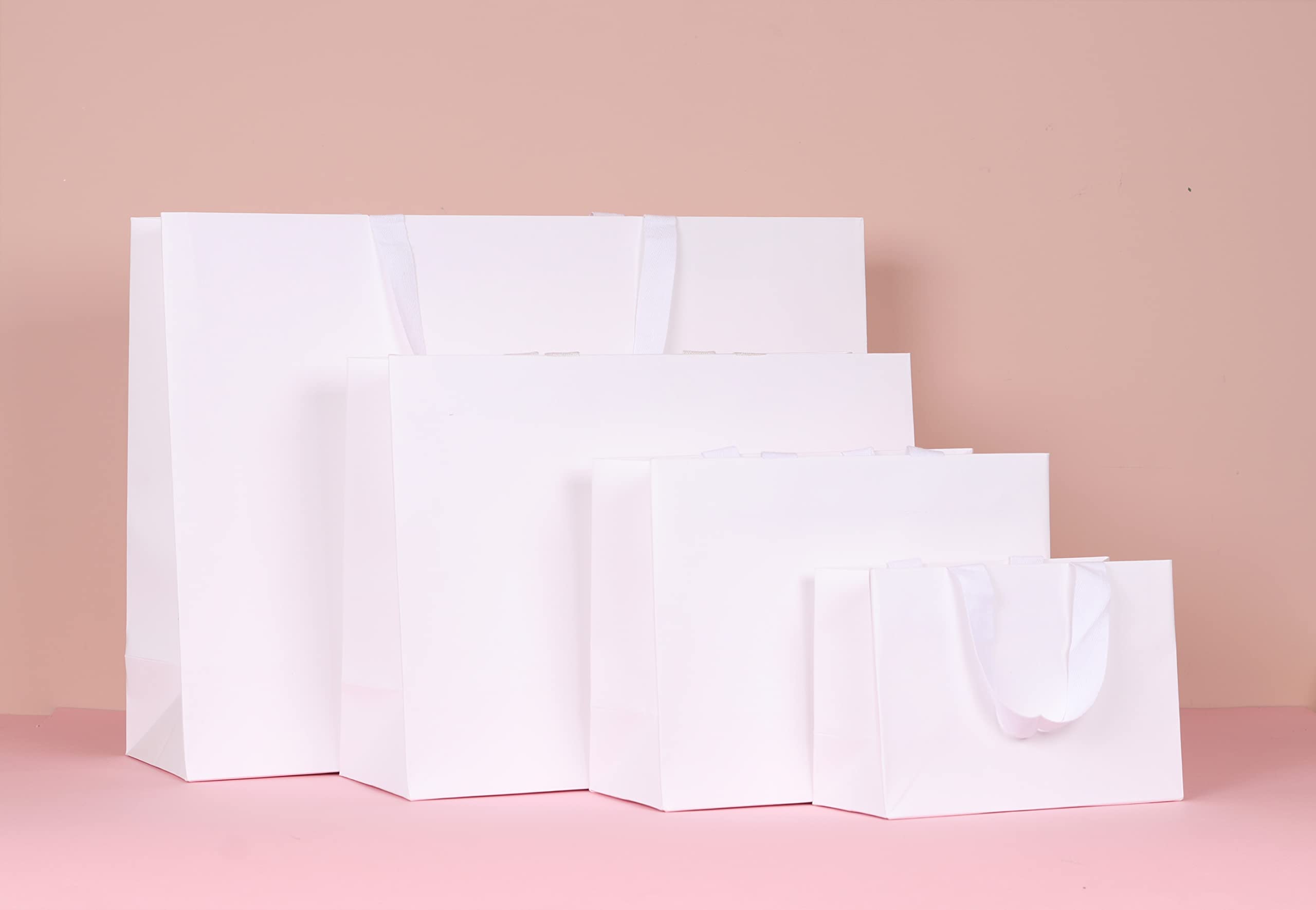 6pcs Extra Large White Paper Gift Bags - Sturdy & Durable for Parties & Events