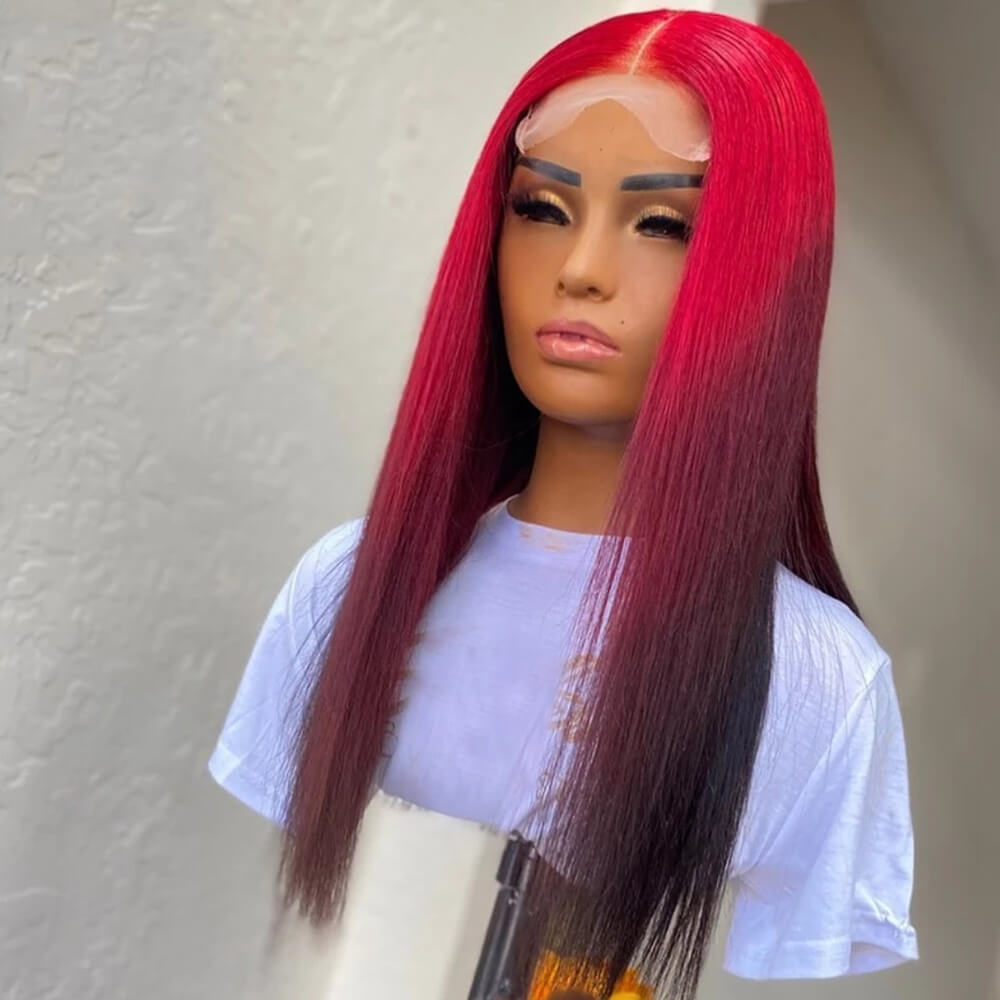 Eullair Golden Red Brown Ginger Body Wave Lace Front Wig - Ombre Blonde Straight Human Hair Wigs for Women | TikTok Hairstylist Style | Perfect for Cosplay, Daily Wear & Special Occasions