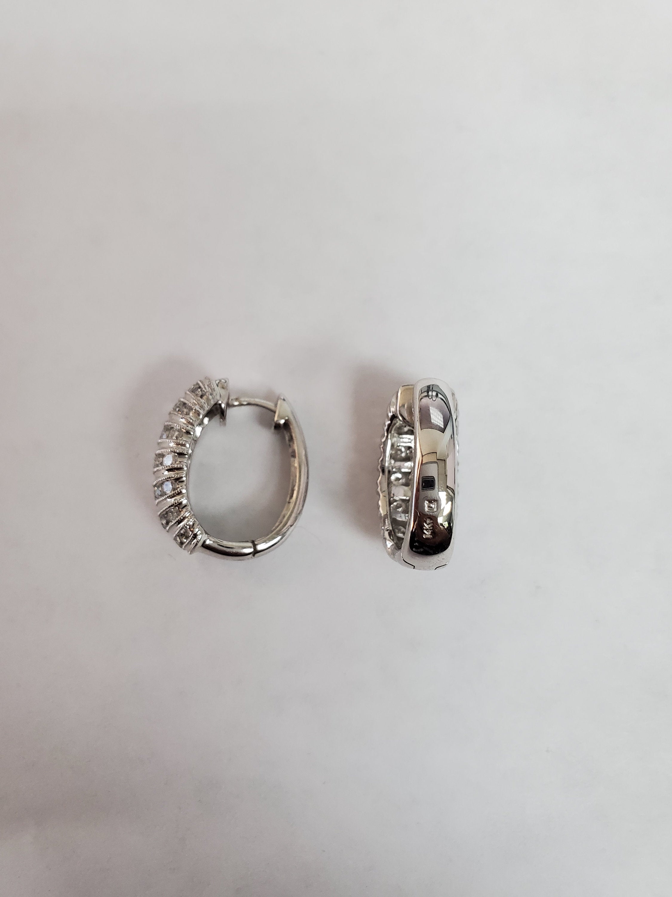 1.48cttw Diamond Cluster Huggie Earrings in 14k White Gold – Elegant Everyday Jewelry for Women, Perfect for Work, Date Night & Special Occasions