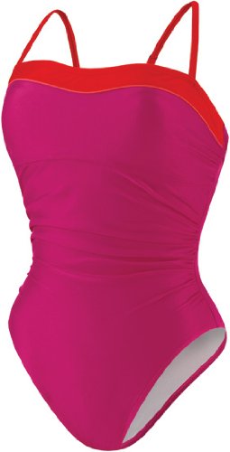 Speedo Women's Active Color Block Bandeau One-Piece Swimsuit - Comfortable Athletic Swimwear for Lap Swimming, Water Aerobics & Beach Vacations