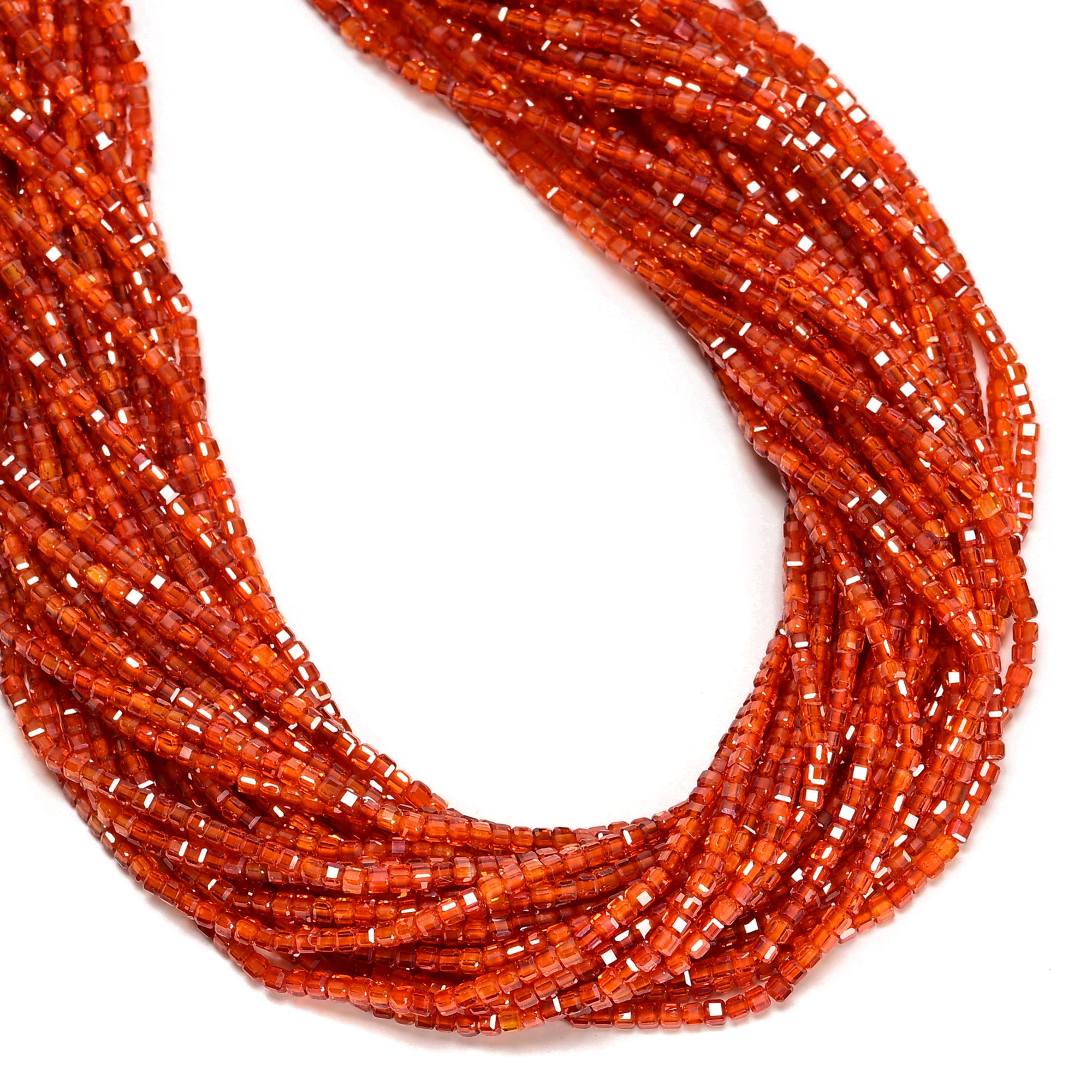 2.5mm Light Orange Cubic Zirconia Faceted Cube Beads - 15.5 Inch Strand for Jewelry Making, DIY Bracelets & Necklaces - Perfect for Crafting, Beading Projects & Gift Giving