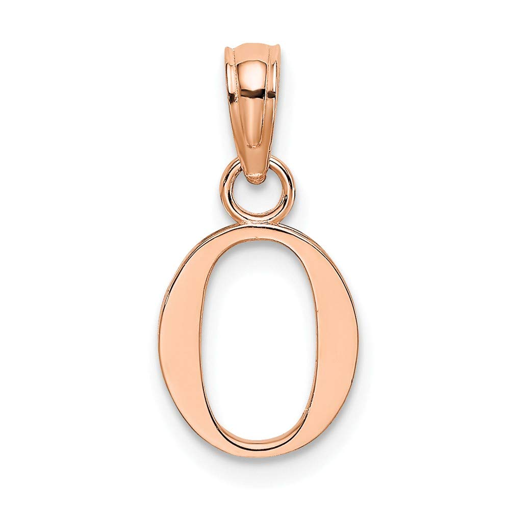 14K Rose Gold Polished O Block Initial Pendant Necklace - Personalized Letter Jewelry Gift for Women, Elegant Layering Piece for Everyday Wear & Special Occasions