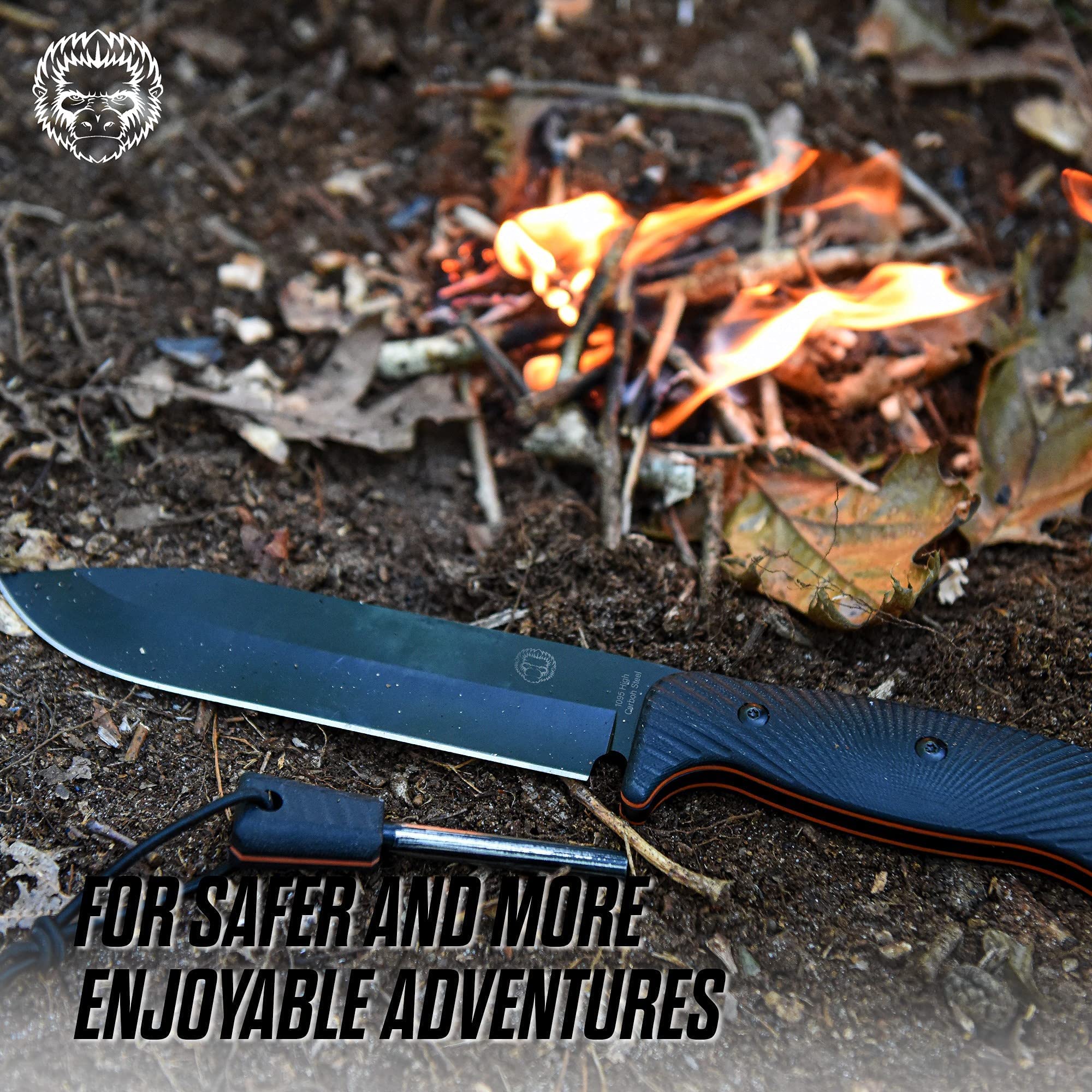 1095 High Carbon Steel Survival Knife Set & Hunting Knife Bundle - Durable Outdoor Camping, Bushcraft, and Tactical Gear for Survivalists and Hunters