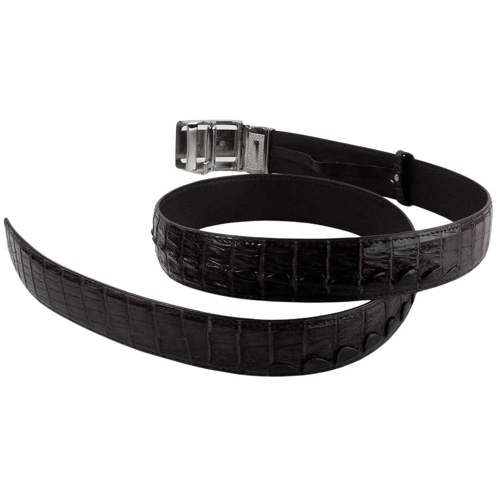 Authentic Black Crocodile Leather Belt for Men - Premium Dress Belt for Business, Formal & Casual Wear
