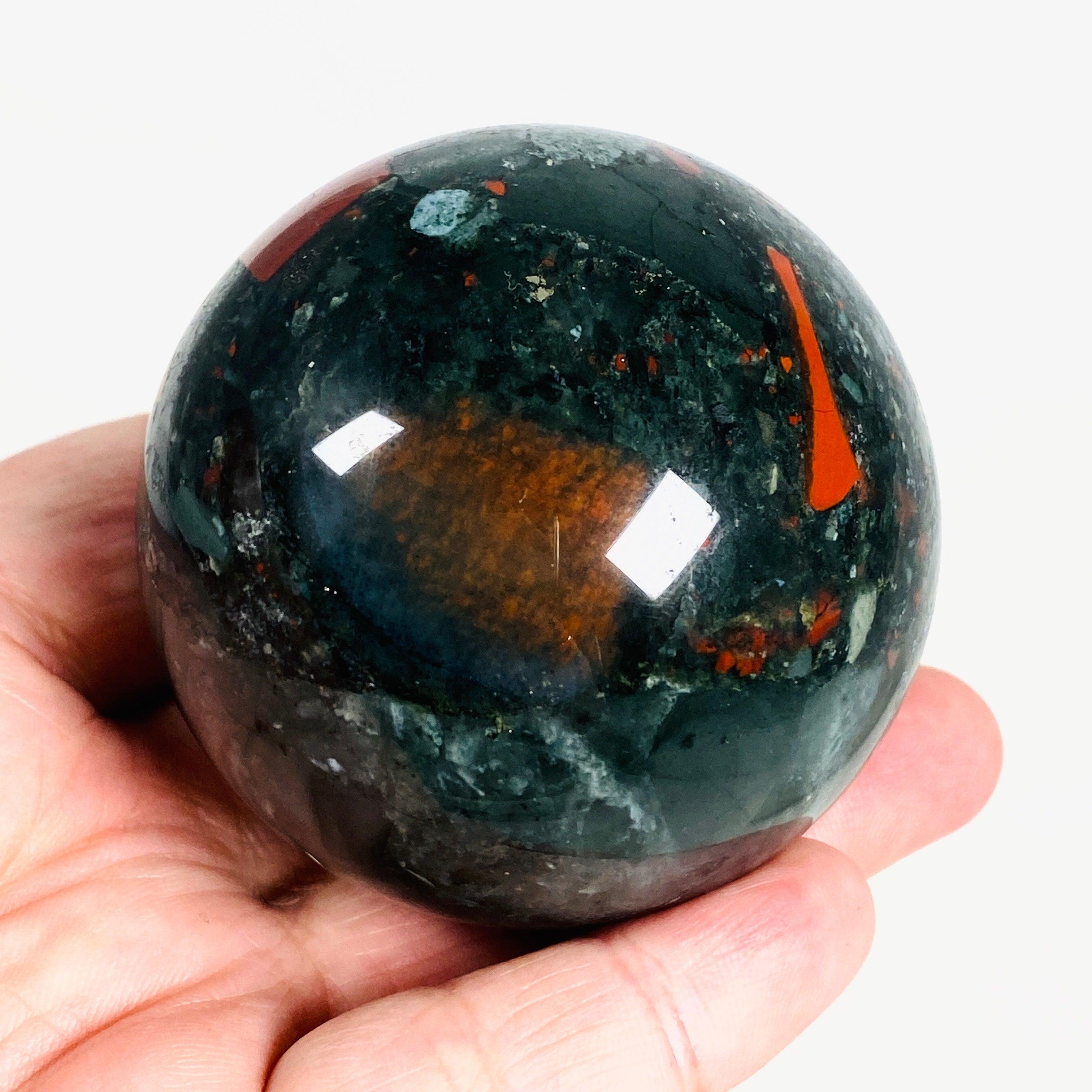 African Bloodstone Sphere ABS 2 - Natural Healing Crystal for Meditation, Energy Work & Home Decor - Perfect for Reiki, Chakra Balancing & Spiritual Gifts