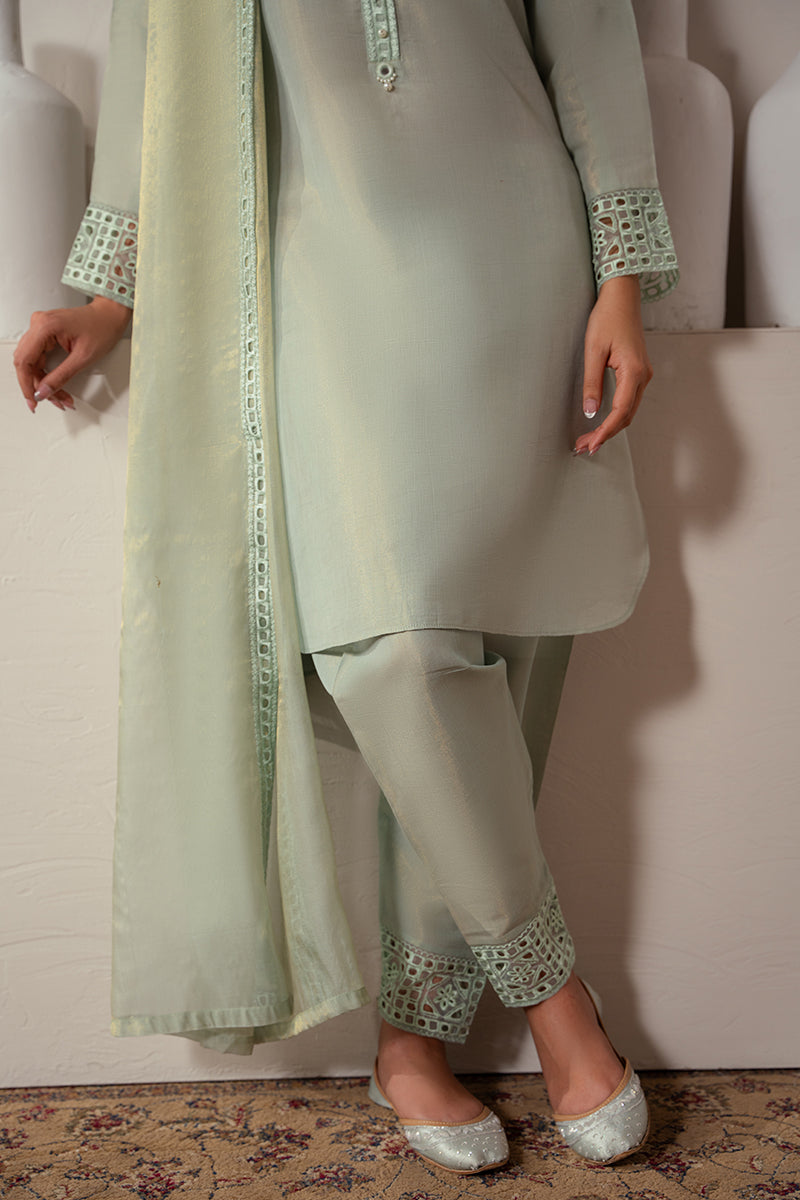 Stylish Green Mist 2-Piece Outfit (Shirt & Dupatta) - Perfect for Festivals, Weddings & Special Occasions