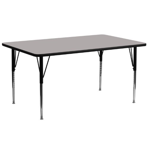 EMMA & OLIVER 30x72 Inch Adjustable Height Activity Table - Grey High Pressure Laminate Top for Classrooms, Offices & Home Use