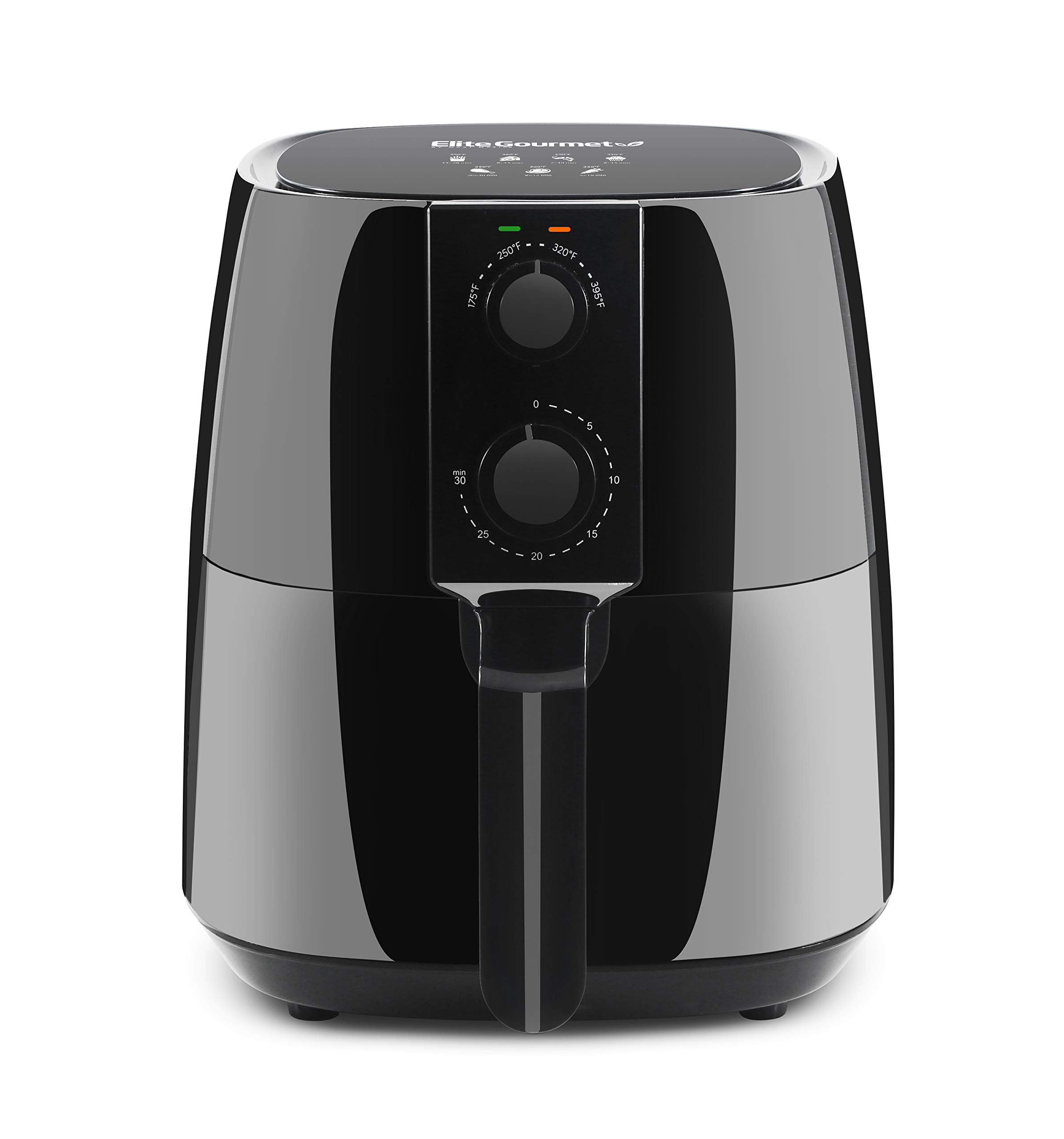Elite Gourmet EAF4617 1350W Digital Air Fryer - 4 Quart Oil-Free Healthy Cooker with Timer & Temp Control - Perfect for Crispy Fries, Chicken Wings & Family Meals - Black