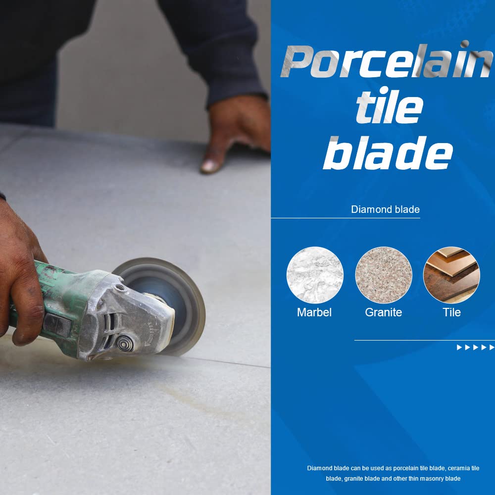 2Pcs 5-Inch Ultra Thin Diamond Tile Saw Blade - Premium Porcelain, Granite, Marble Cutting Disc for Wet/Dry Use - Perfect for DIY Home Renovation & Professional Tile Installation (5