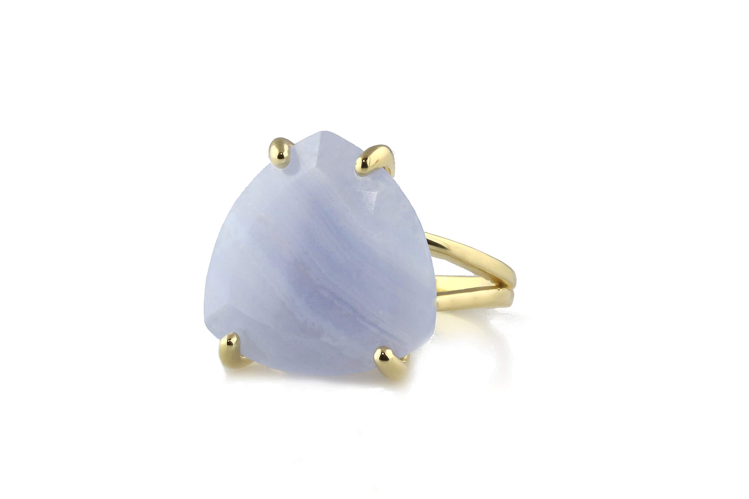 14k Gold Handmade Anemone Jewelry Lace Agate Cocktail Ring - Elegant Statement Ring for Women, Perfect Gift with Jewelry Box - Ideal for Parties, Weddings & Stacking