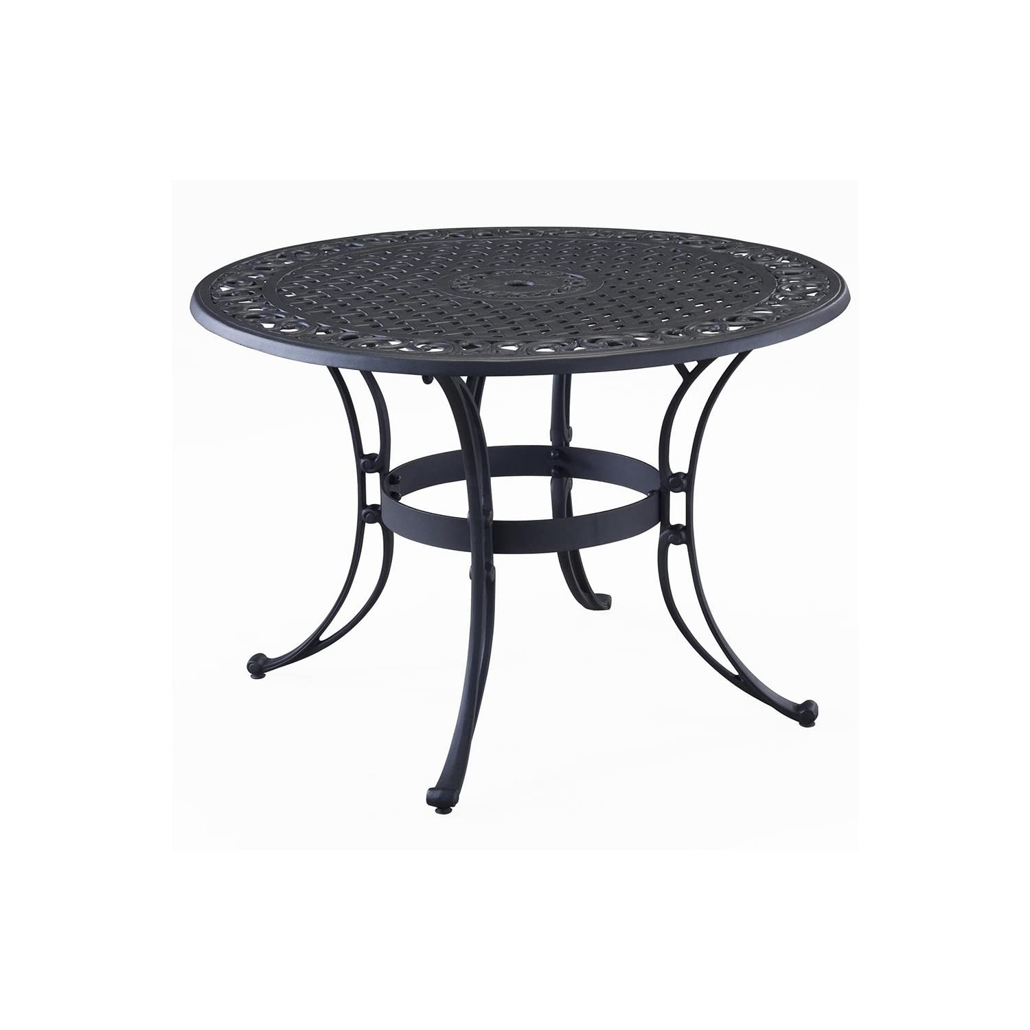 Homestyles Sanibel 48-Inch Black Outdoor Dining Table – Weather-Resistant Patio Furniture for Backyard, Garden, and Poolside Dining