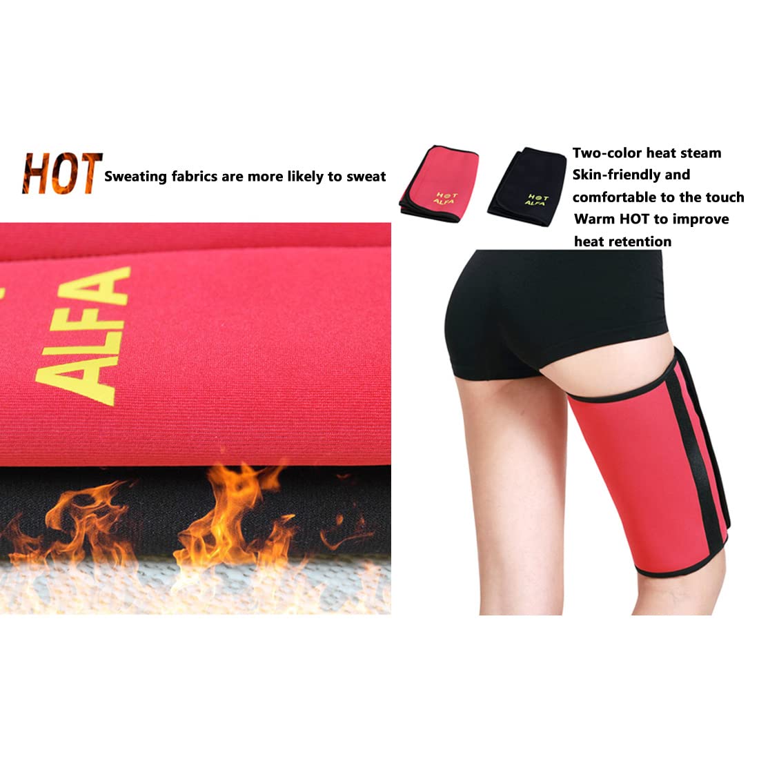 2 Pack Thigh Trimmer Wraps - Sweat Bands for Women & Men, Athletic Compression Thigh Support for Workout, Fitness & Weight Loss - Boosts Sweat & Heat to Maximize Exercise Results - Perfect for Gym, Running & Home Workouts