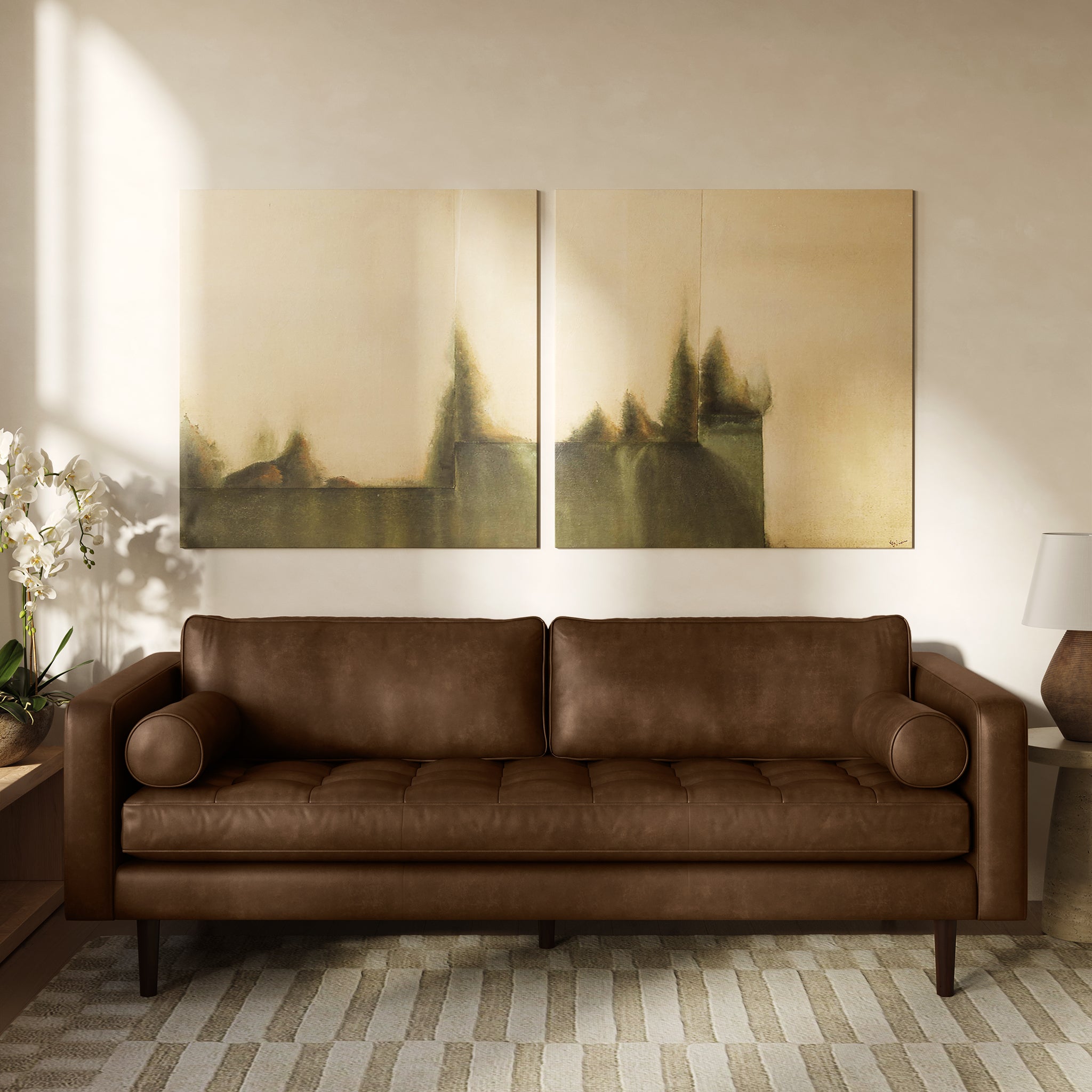 Premium Napa Leather Sofa - Modern Luxury Living Room Furniture for Home & Office - Perfect for Relaxing, Entertaining & Stylish Decor