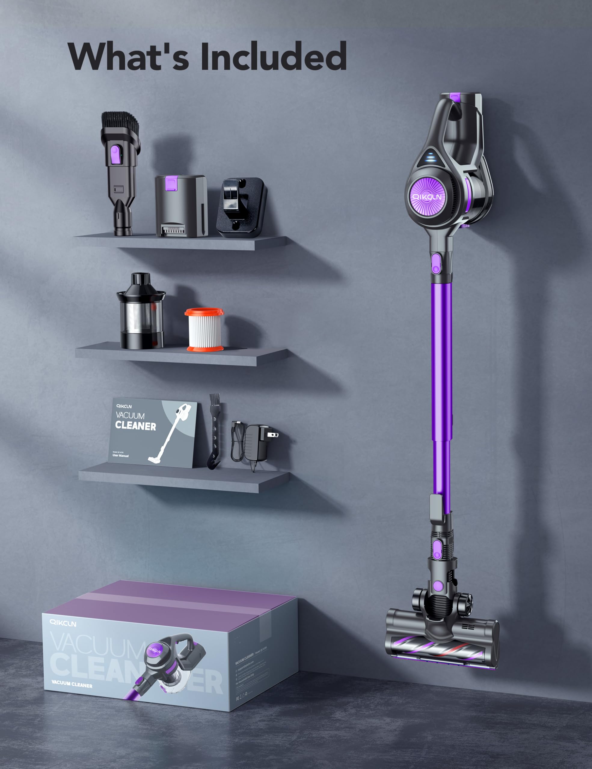 23Kpa Powerful Cordless Vacuum Cleaner with 1.3L Large Dustbin - Rechargeable Stick Vacuum for Pet Hair, Hardwood Floors & Carpets | 2 Cleaning Modes, 30 Min Runtime | Lightweight Purple Vacuum for Quick Home Cleaning & Pet Owners