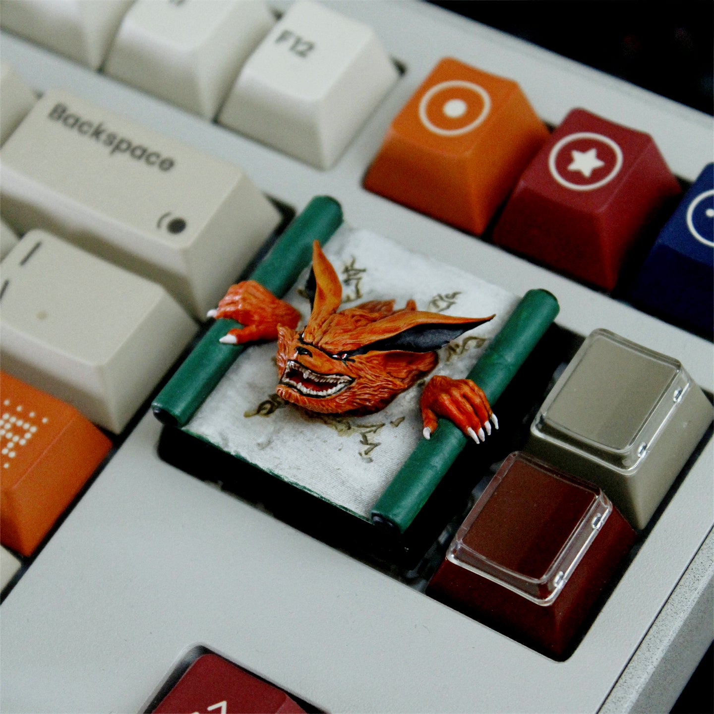 Naruto Kurama Sealed Scroll Resin Coated 4U Custom Anime Gaming Keycaps - Perfect for Mechanical Keyboards & Anime Enthusiasts