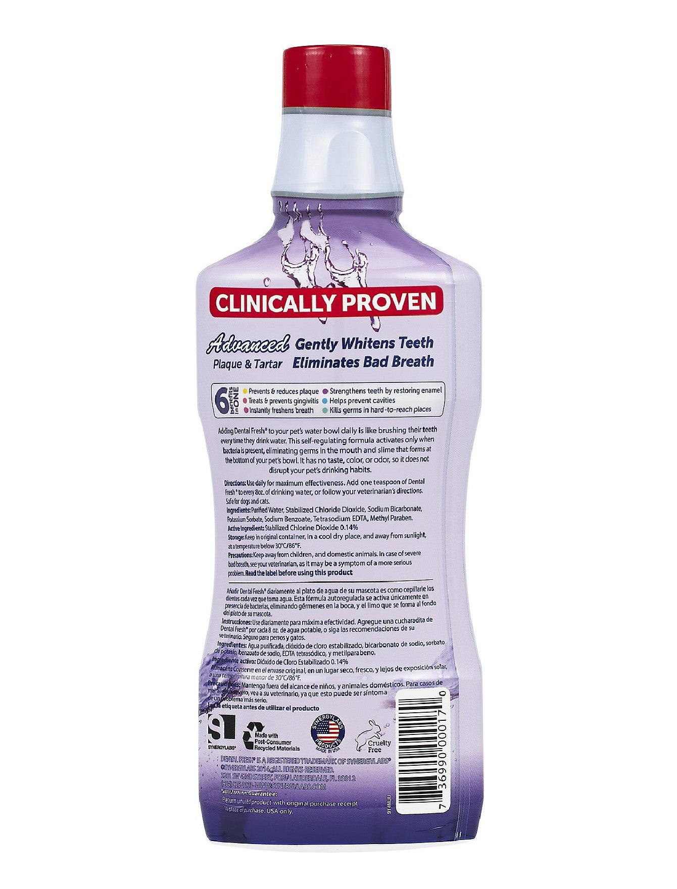 Dental Fresh Plaque & Tartar Remover for Dogs - 17oz (502ml) Water Additive - Freshens Breath & Supports Oral Health - Ideal for Daily Use in Dog Bowls