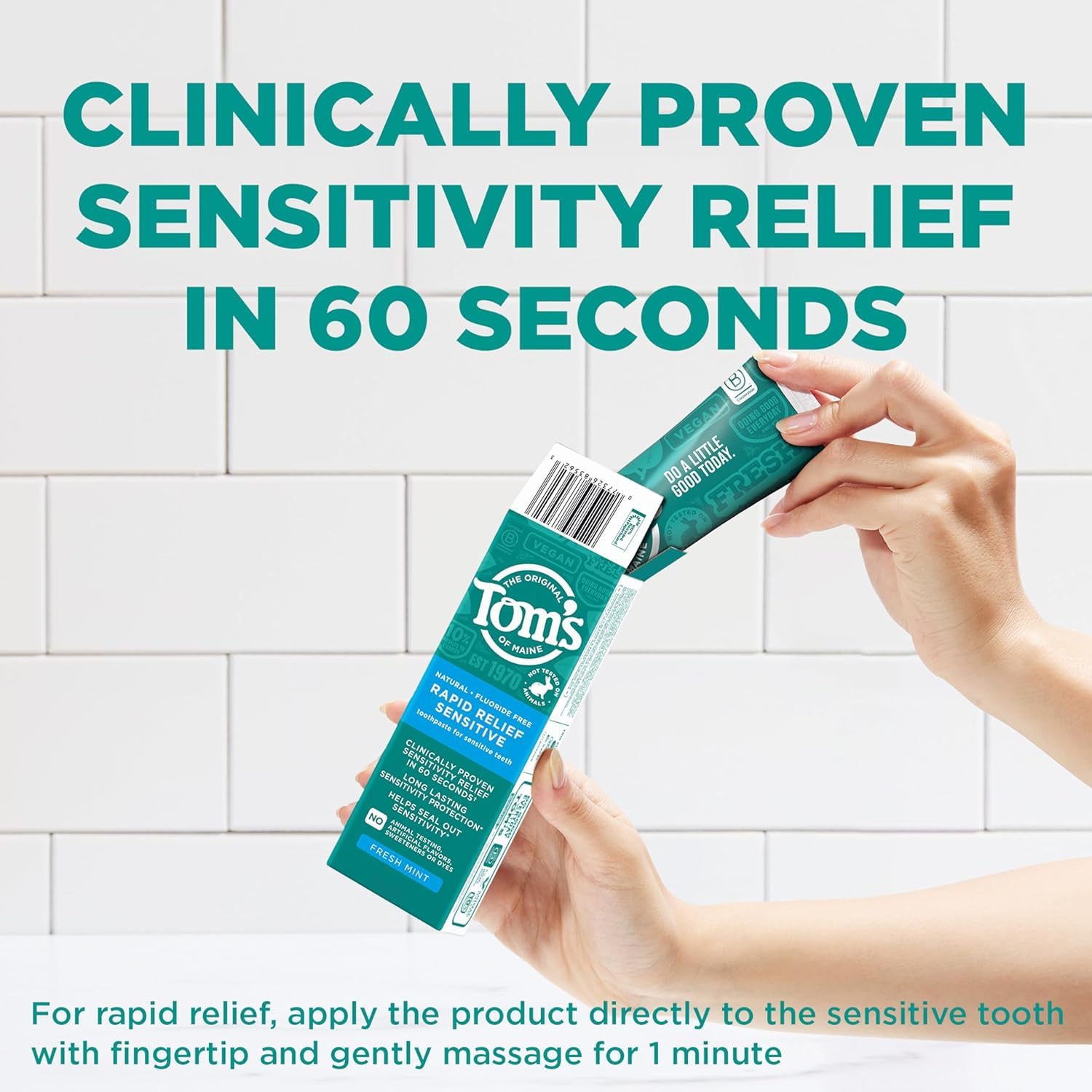 Tom's of Maine Rapid Relief Sensitive Natural Toothpaste - 4oz (Pack of 3) | Fluoride-Free for Sensitive Teeth & Gum Care | Ideal for Daily Oral Hygiene & Travel