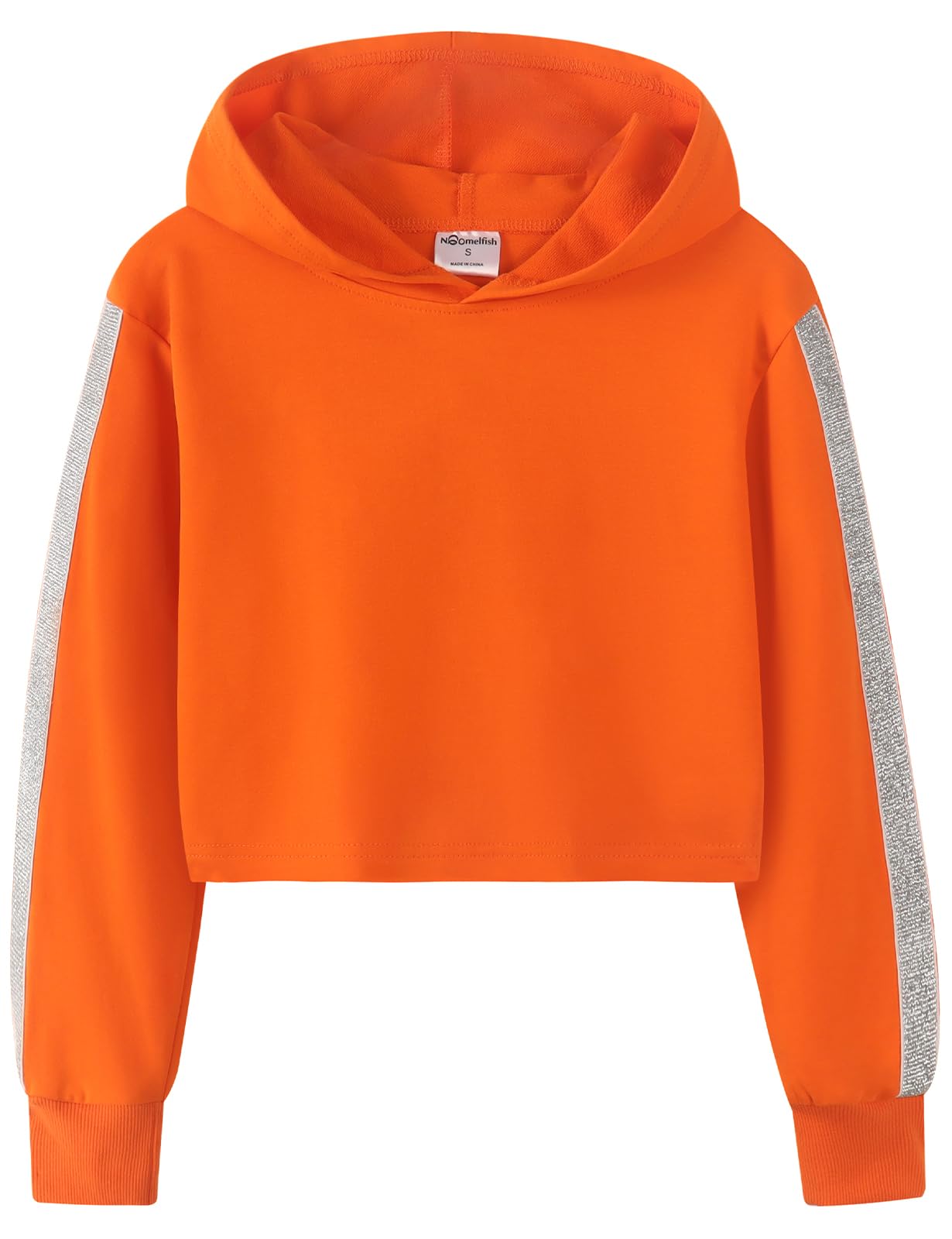 Noomelfish Girls Sparkle Long Sleeve Crop Top Hoodie Pullover Sweatshirt for Teens (5-14 Years) - Perfect for School, Parties & Casual Wear