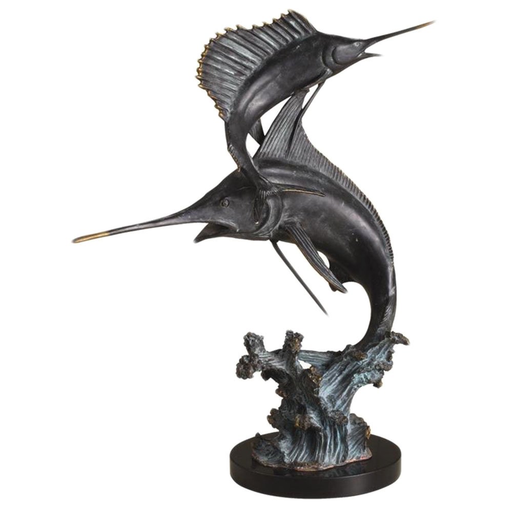 SPI Home Two Bills Marlin and Sailfish Figurine - Handcrafted Marine Decor for Beach House, Office Desk, or Coastal Themed Gifts