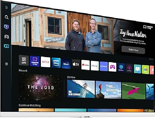 Samsung 32-inch White Flat Smart Monitor M5 FHD with Remote & Speaker - LS32BM501EMXUE | Perfect for Home Office, Gaming & Streaming