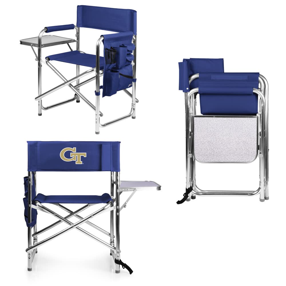 PICNIC TIME NCAA California Bears Folding Sports Chair with Side Table - Portable Beach & Camping Chair for Adults - Perfect for Tailgating, Outdoor Events & Picnics