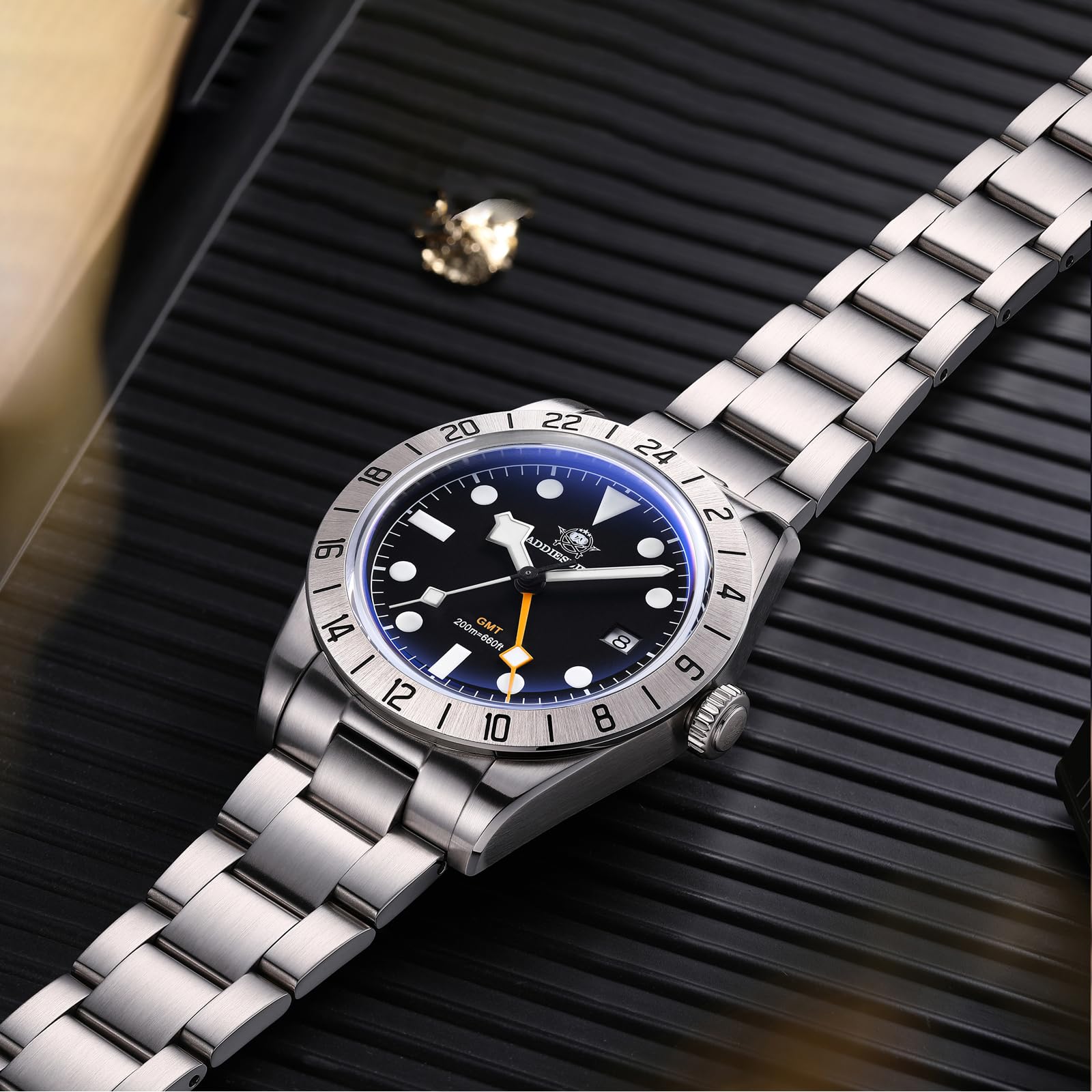 ADDIESDIVE Men's GMT Diver Watch - 200M Water Resistant, Luminous Analog Quartz Movement, Dual Time Zone Function | Perfect for Scuba Diving, Travel & Business Professionals