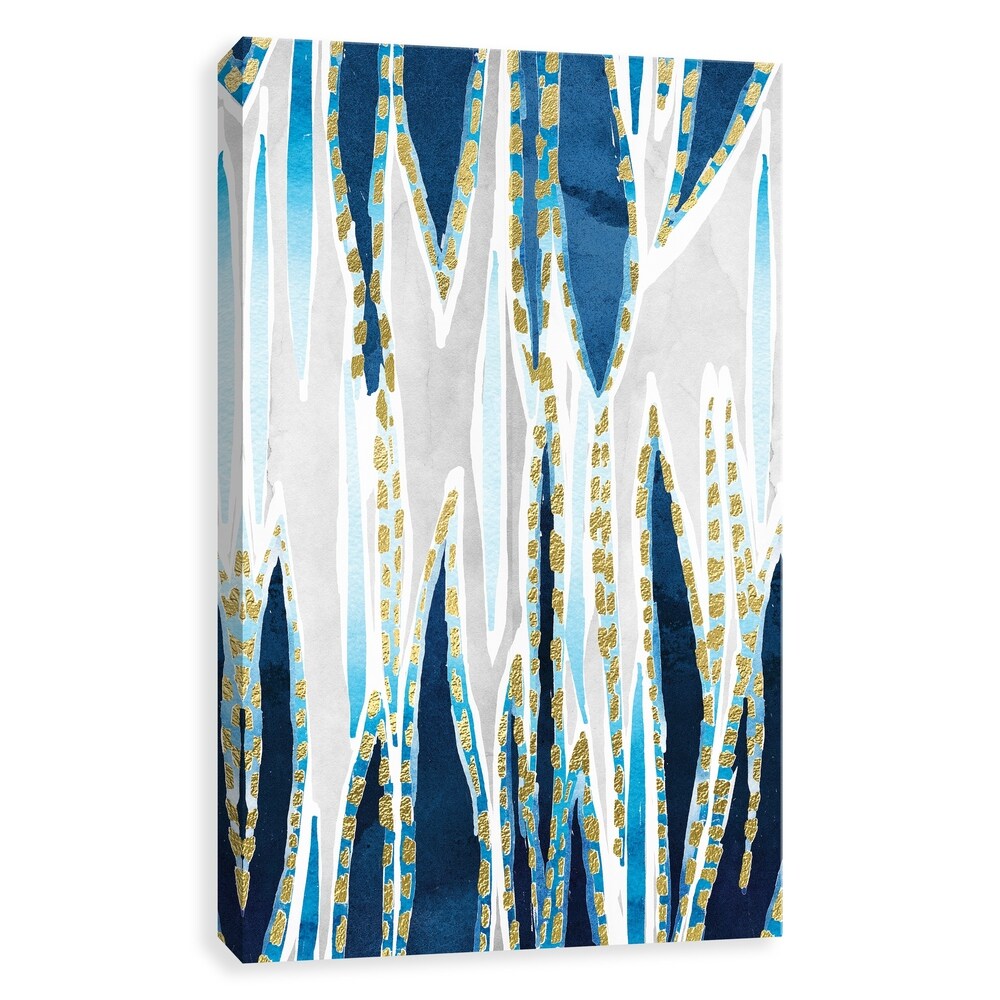 Blue Algae Hand Embellished Canvas Wall Art - 24x36 Inches Multi-Color Abstract Painting - Perfect for Living Room, Bedroom & Office Decor