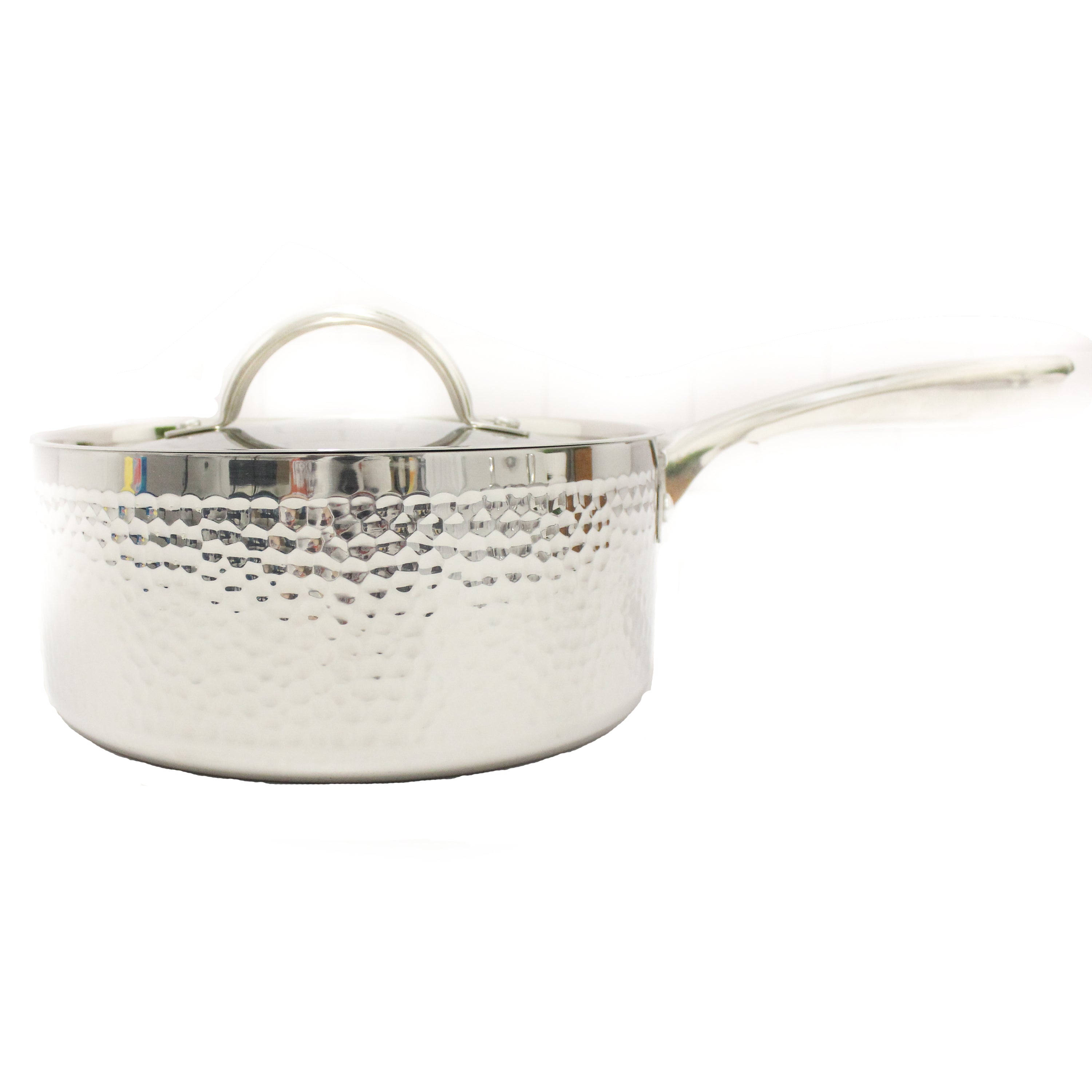 BergHOFF Vintage Tri-Ply 18/10 Stainless Steel 8-Inch Saucepan with Lid, 3-Quart Capacity, Hammered Finish - Perfect for Soups, Stews & Home Cooking
