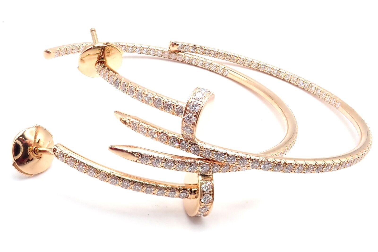 Authentic Cartier Juste un Clou 18k Rose Gold Diamond Hoop Earrings - Luxury Jewelry for Women, Perfect for Weddings, Parties & Special Occasions