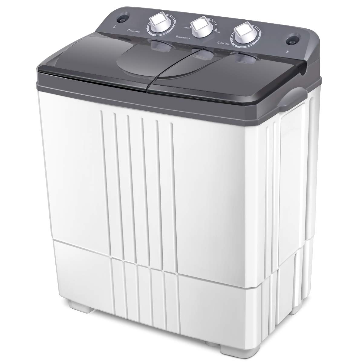 Giantex EP20313 Portable Washing Machine - 20lbs Capacity (12lbs Washer + 8lbs Spinner), Compact Laundry Solution for Apartments, RVs, Dorms & Small Spaces - Gray & White - Perfect for Travel, Camping & Tiny Homes