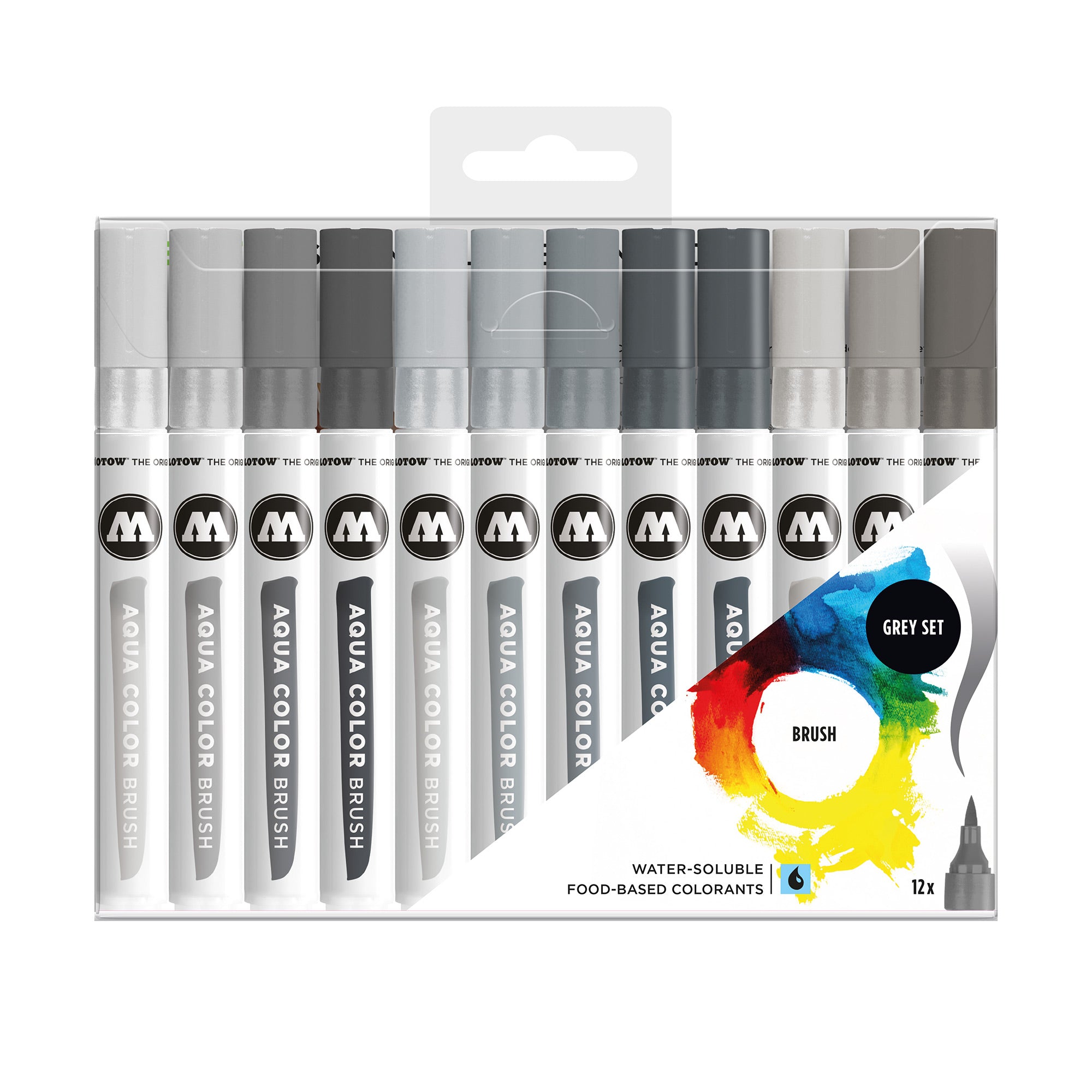 12 Pack Aqua Markers - Grey Watercolor Brush Pens Set for Artists, Calligraphy & Adult Coloring Books | Premium Water-Based Markers for Sketching, Drawing & DIY Crafts