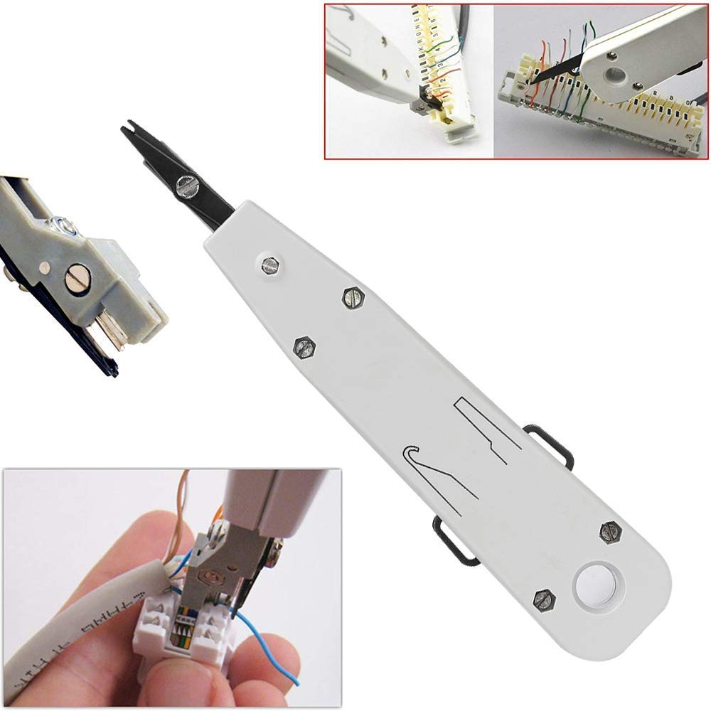 Professional RJ45 Crimping Tool Kit for Cat5 Cat5e Cat6 Ethernet Cables - 8-in-1 Portable Network Cable Crimper with RJ45/RJ11/RJ12 Connectors, Cable Tester & Punch Down Tool - Perfect for Home Networking, Office Setup & IT Professionals
