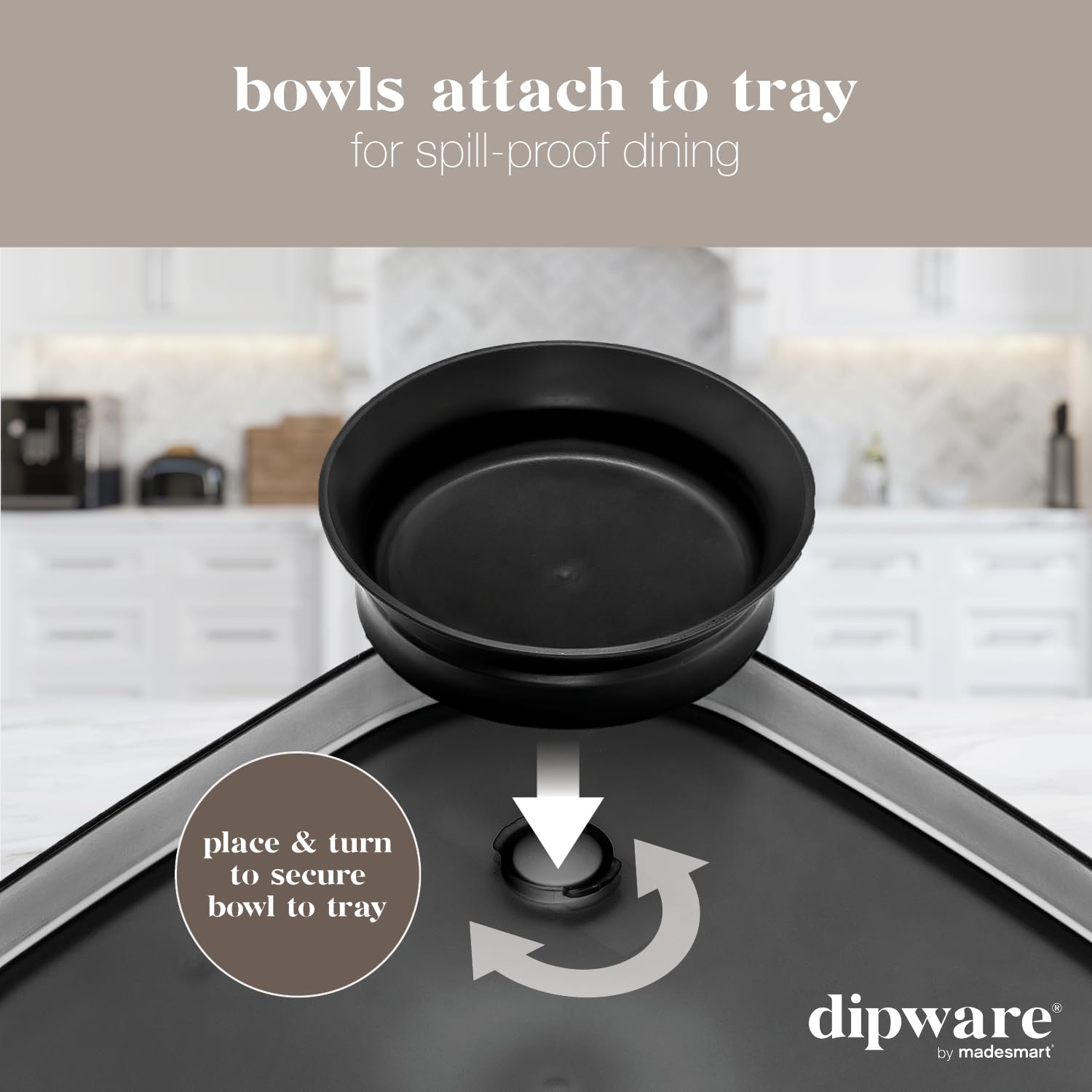 madesmart Dipware Small Serving Tray with Collapsible Removable Dip Bowl - Reusable Multipurpose Appetizer Tray for Snacks, Chips & Dips - Perfect for Parties, Picnics & Entertaining - Translucent Carbon Design