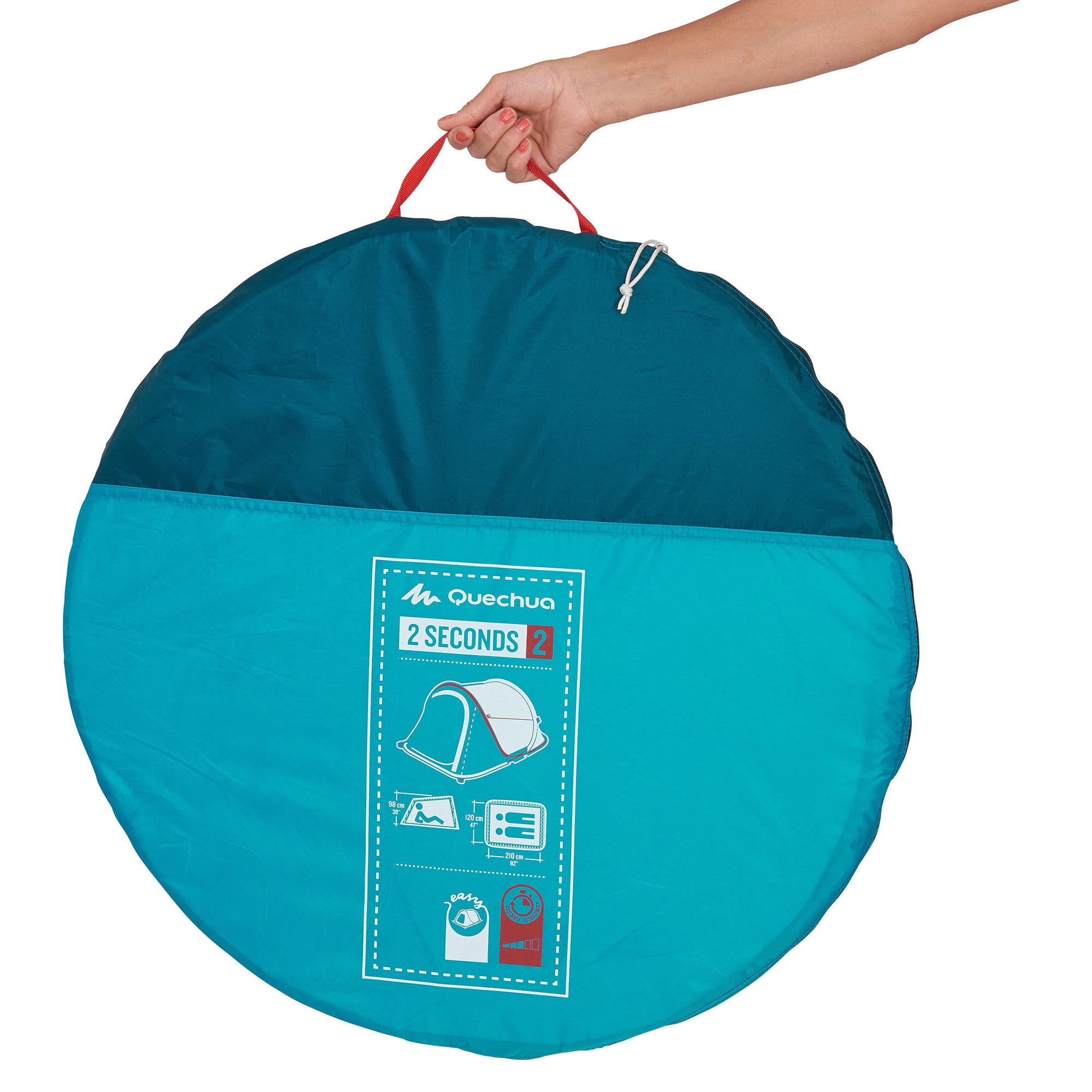 Quechua 2 Second Waterproof Pop Up Camping Tent for 2 Person - Lightweight Instant Setup Tent for Hiking, Backpacking & Outdoor Adventures
