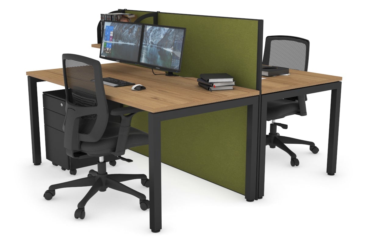 Horizon Quadro 2-Person Office Workstation Bench with Square Legs - 1400L x 800W Dimensions, Cable Management Scallop - Perfect for Shared Workspaces, Conference Rooms & Collaborative Office Environments