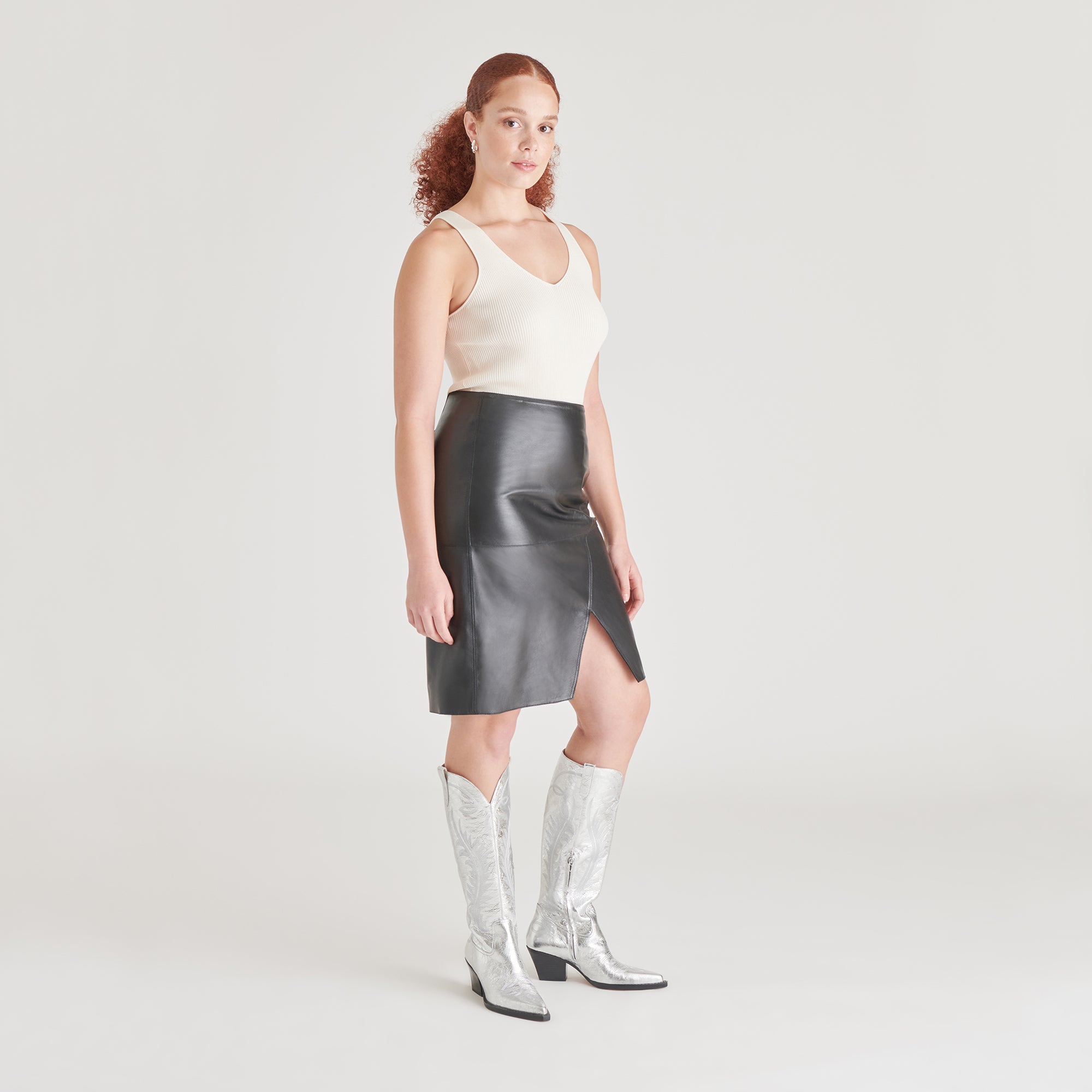 RYATT Distressed Silver Leather Boots for Women - Stylish & Comfortable Western Cowboy Boots for Riding, Parties & Everyday Wear