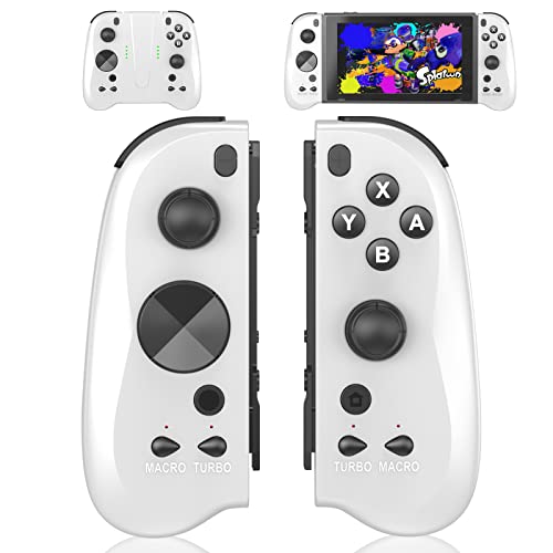 YCCSKY Wireless Joycon Controllers for Nintendo Switch/OLED/Switch Lite - Turbo Function, Dual Vibration, Wake-up & 6-Axis Motion Control - White | Perfect for Gaming, Party Play & Family Entertainment