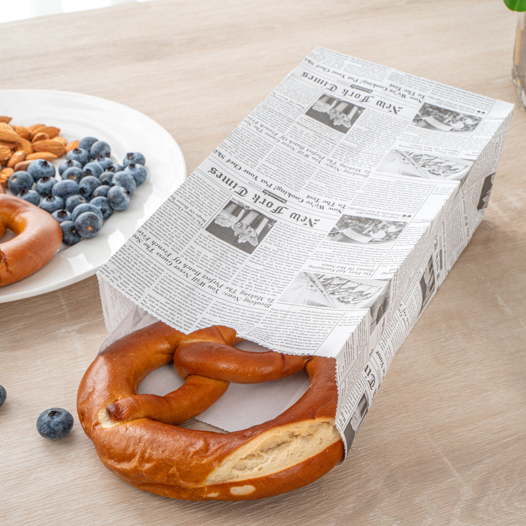 Eco-Friendly Newsprint Paper Bags - 6 lb Capacity, 6 x 3.5 x 10.75 Inches - Pack of 100 - Perfect for Retail Shopping, Gift Wrapping & Party Favors