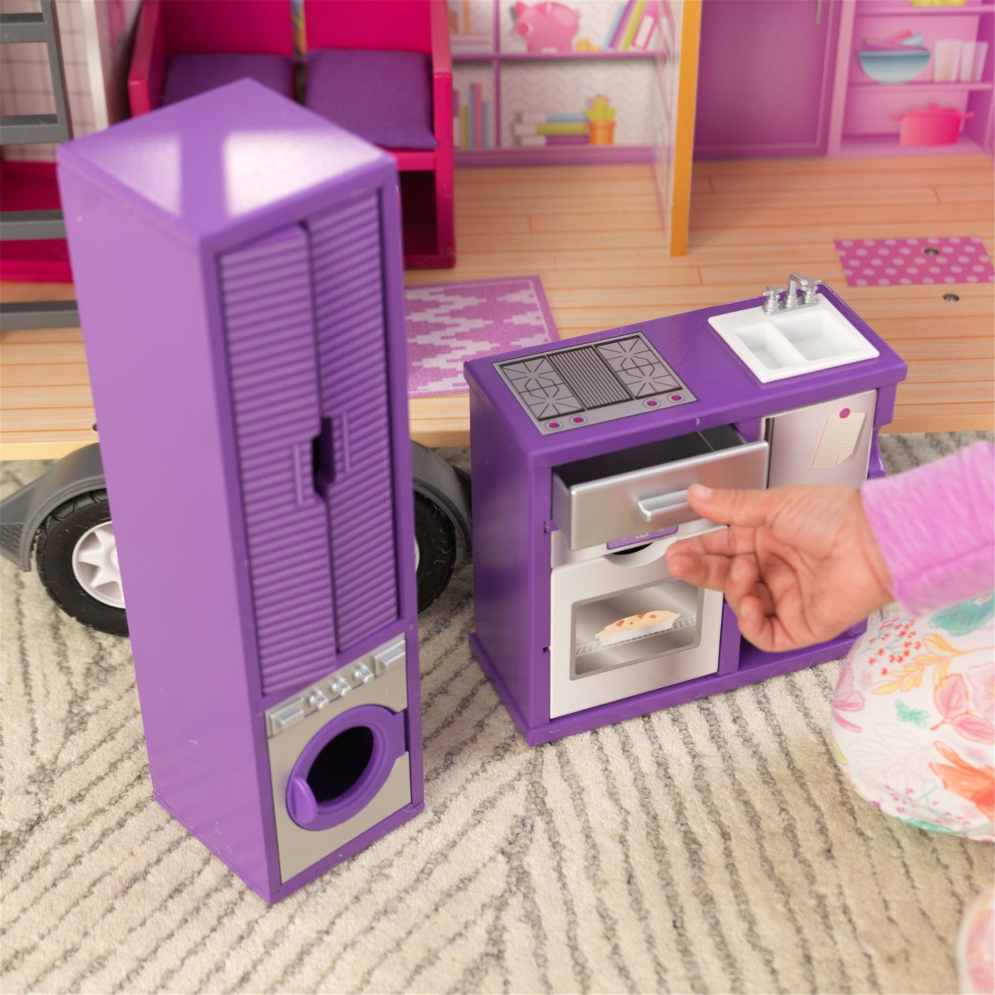 KidKraft Teeny House Dollhouse - Wooden Doll House Playset for Girls & Boys Ages 3+ | Perfect for Pretend Play, Birthday Gifts & Nursery Decor