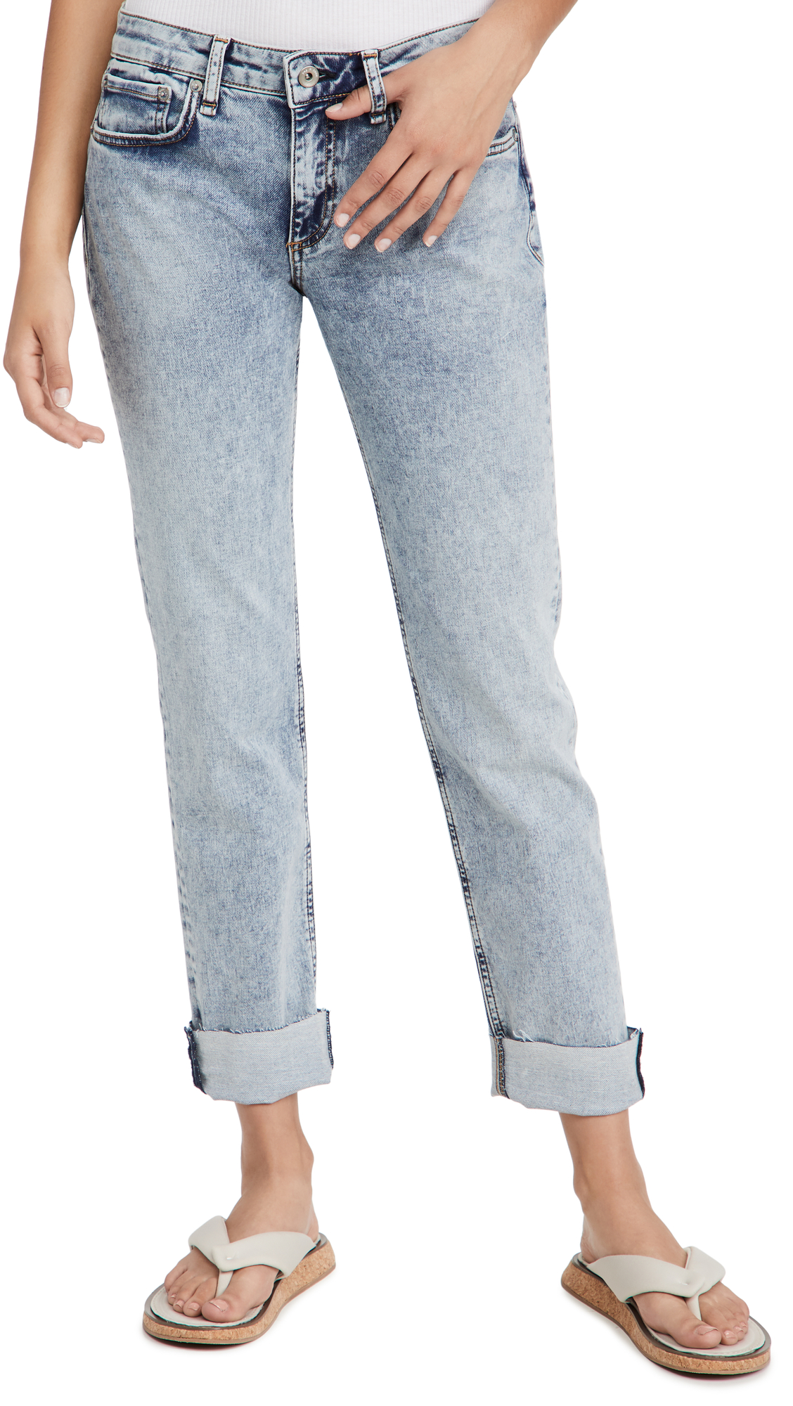 rag & bone Women's Dre Loopback Boyfriend Jeans - High Waist Distressed Denim Pants for Casual Outfits & Street Style Fashion