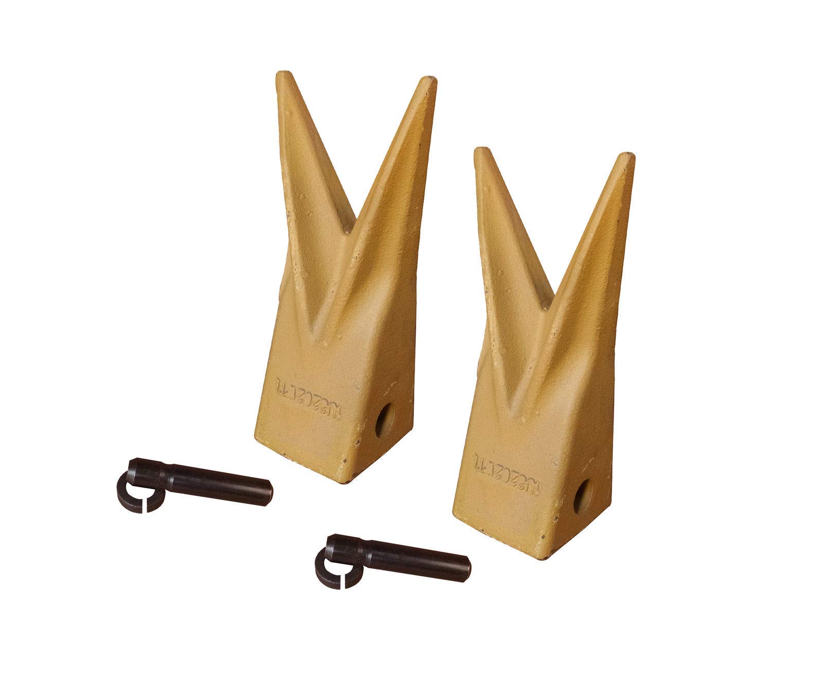 Backhoe Bucket Cat Style Tiger Teeth with Pins & Retainers - Heavy Duty Excavator Attachment (Set of 2, Model 1U3202WTL) for Digging, Trenching & Construction Work