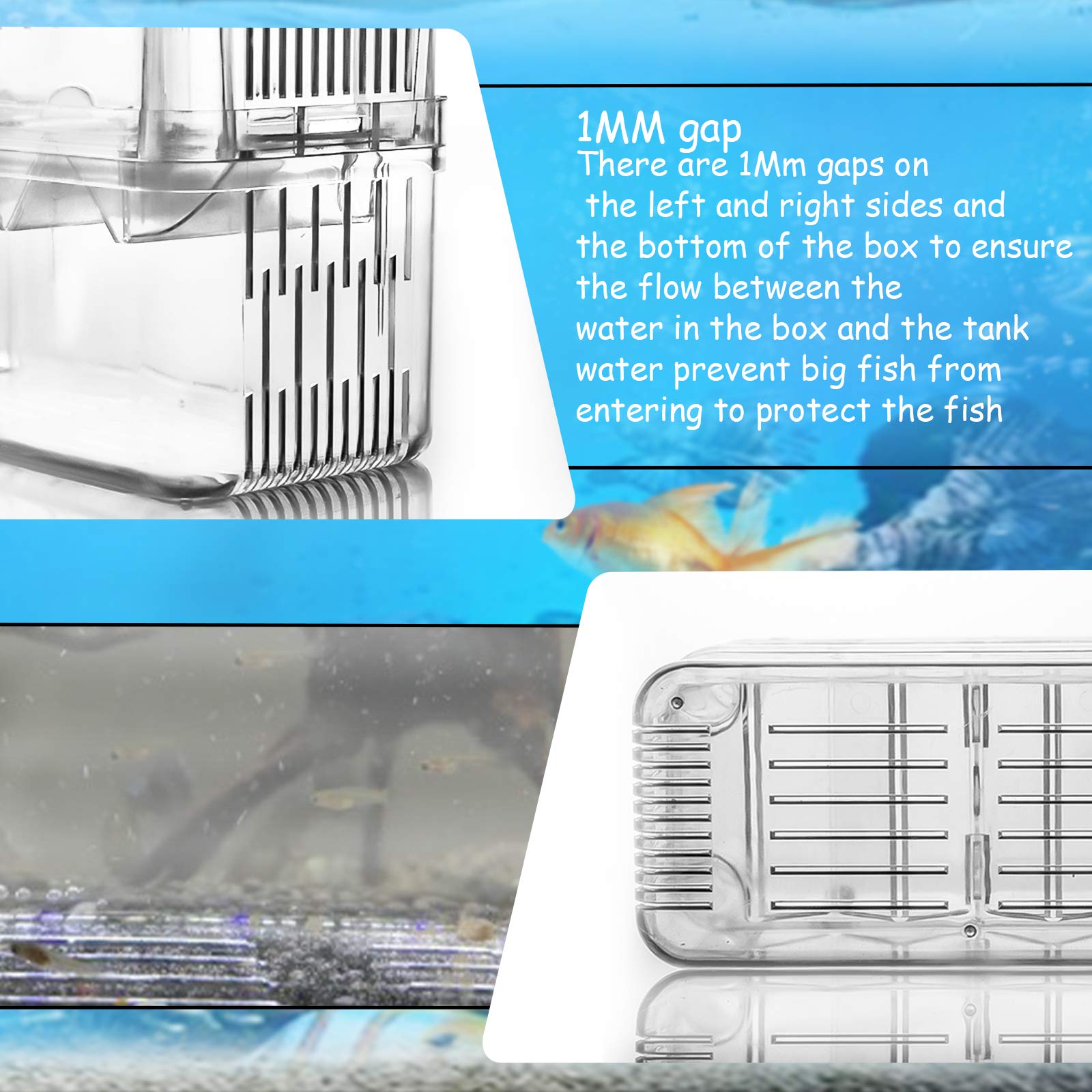 Acrylic Fish Breeding Box with Suction Cups - Aquarium Hatchery Incubator & Breeder Isolation Divider for Guppies, Betta, Shrimp - Perfect for Fish Tank Hatching and Fry Protection
