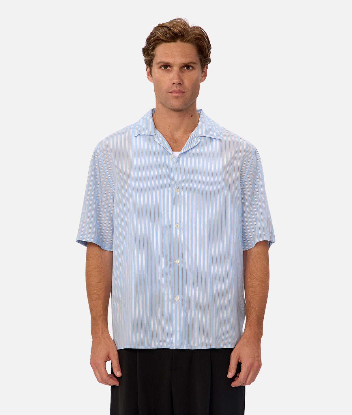 Premium Redding Short Sleeve Shirt for Men - Classic Blue Casual Shirt | Perfect for Office, Travel & Summer Outfits