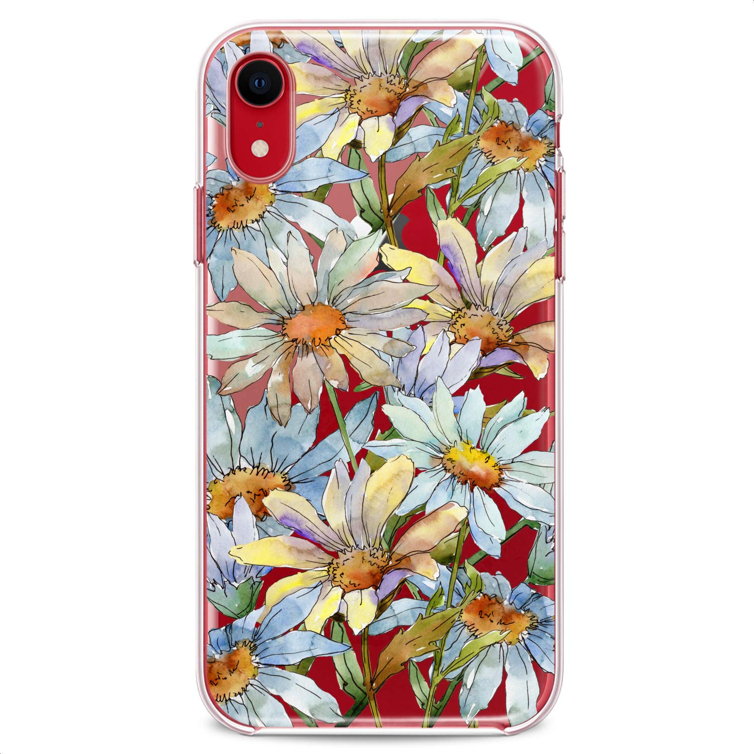 Premium Flexible TPU Phone Case for iPhone 16/15/14/13/12/11 Pro Max/Plus/Mini/XS/XR/X/8+/7/6/5/SE - Cute Floral Daisy Design Slim Clear Silicone Cover for Women & Girls - Perfect for Everyday Protection & Stylish Outfits