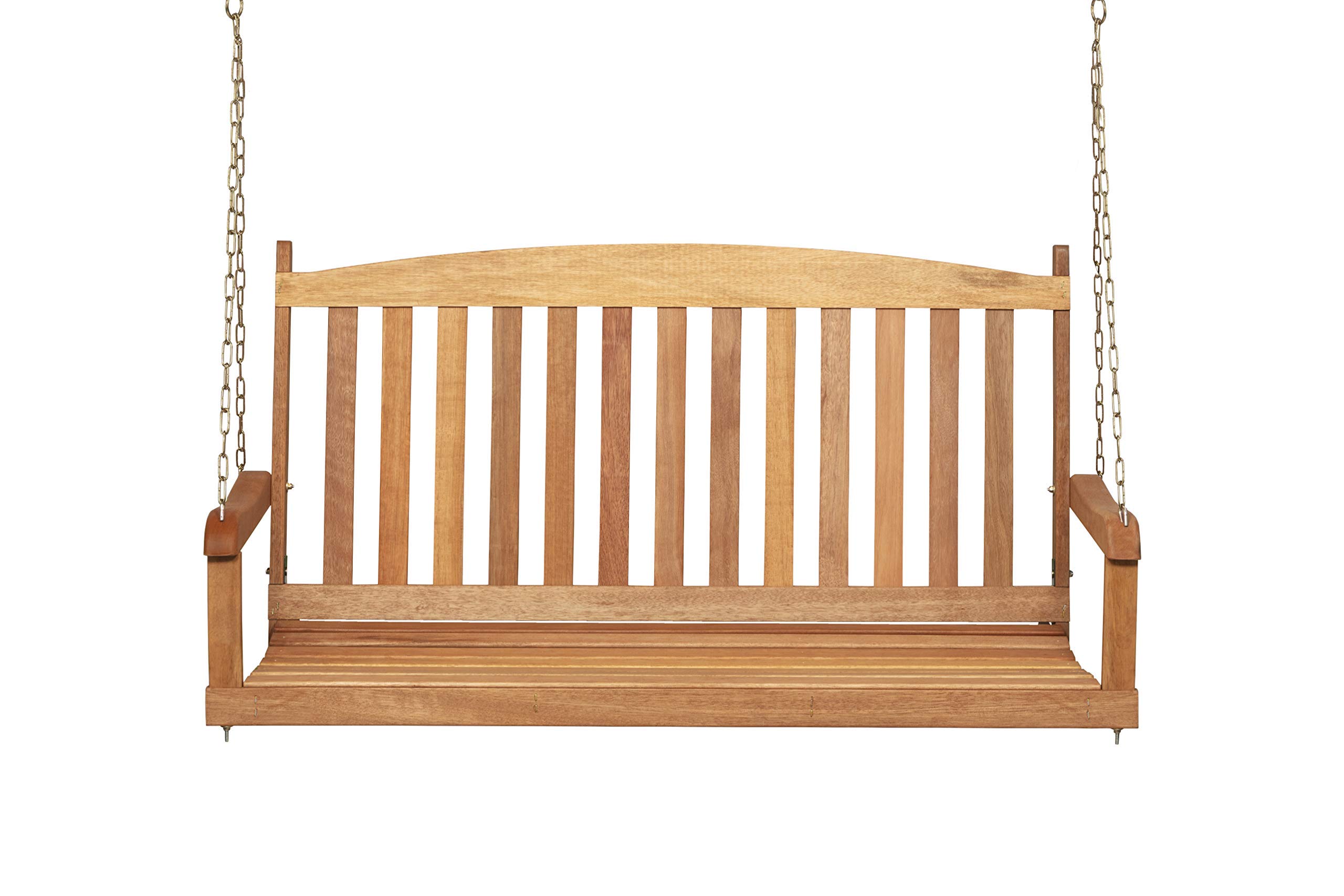 Woodlawn&Home 4 Foot Hardwood Porch Swing with Heavy Duty Chains - Honey Finish 800032 - Perfect for Outdoor Patio, Garden, and Backyard Relaxation